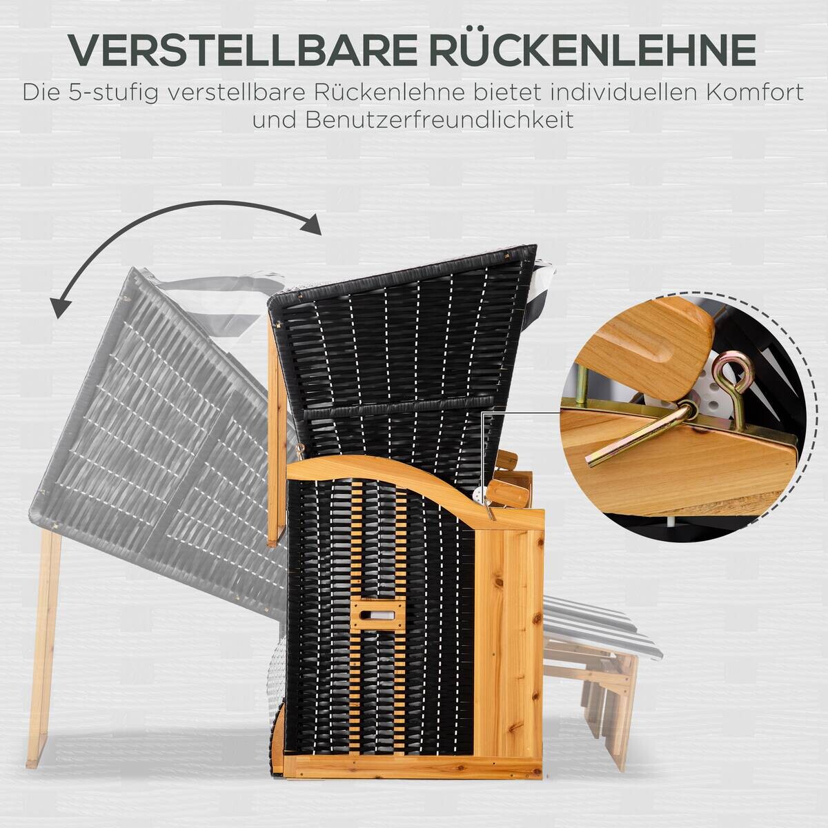 Outsunny Strandkorb grau Polypropylen B/H/L: ca. 79x118x160 cm