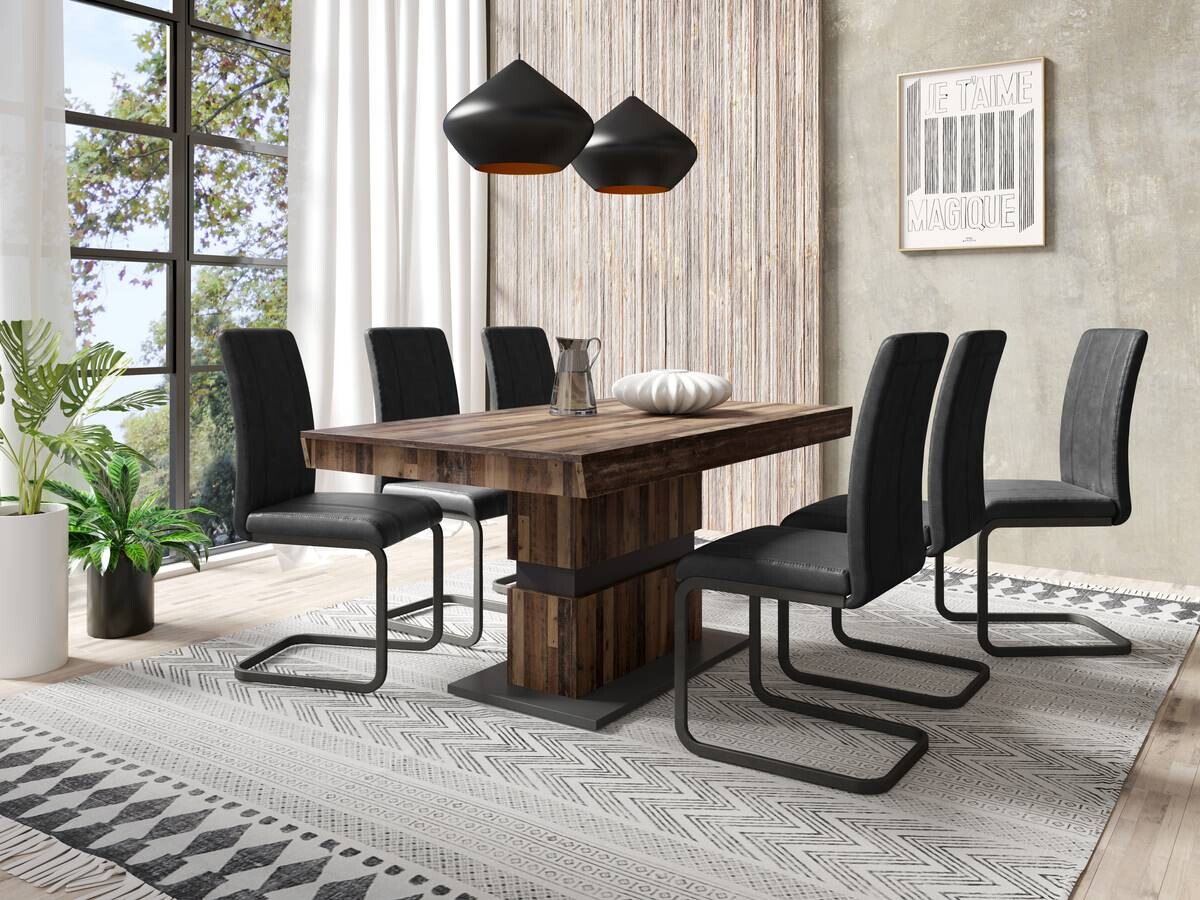 Tisch MATTHEW Eiche Old Wood Nachbildung anthrazit B/H/T: ca. 160x75x90 cm