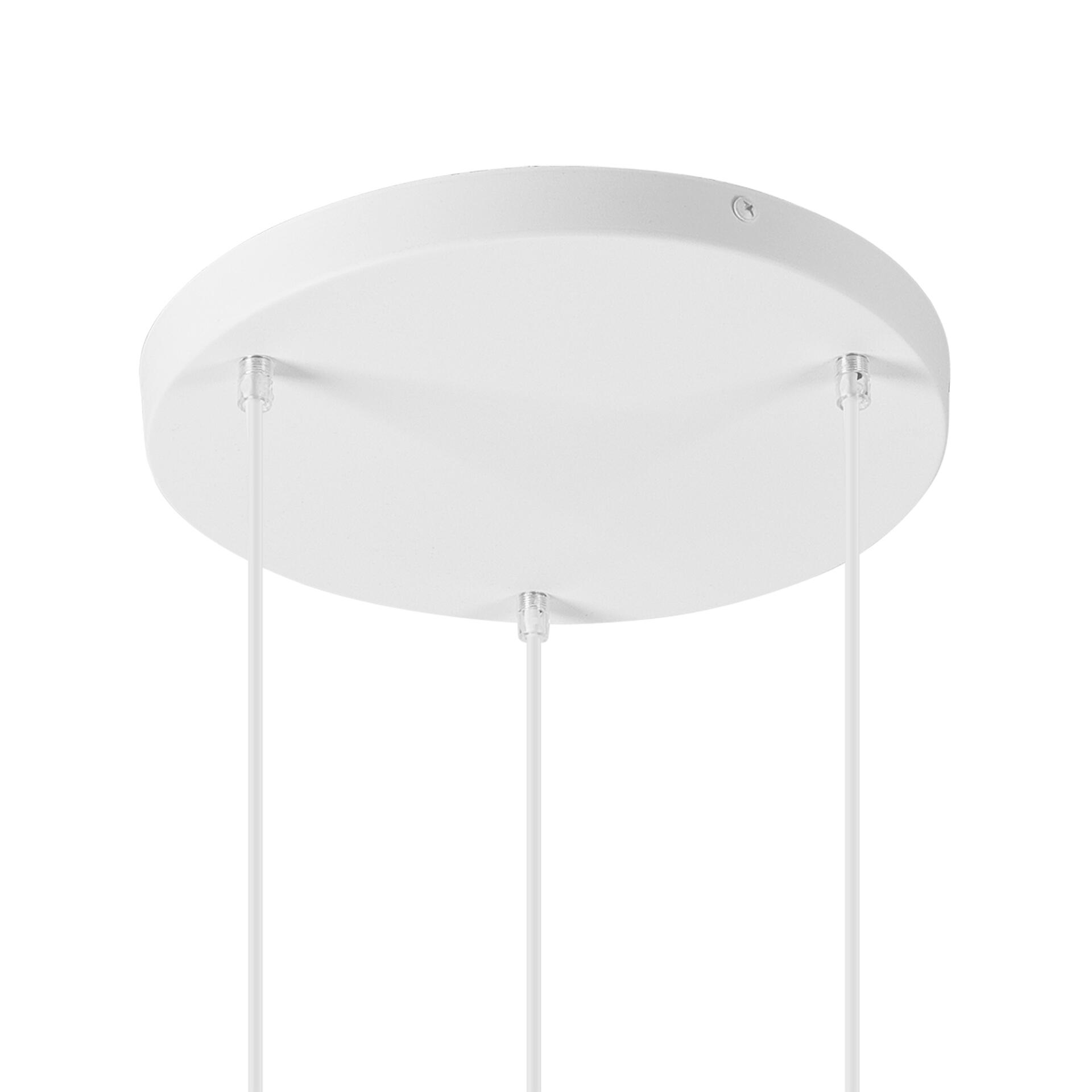 Lamkur Hängeleuchte Eiche weiß Stahl Holz B/H/L: ca. 34x100x34 cm E27 3 Brennstellen