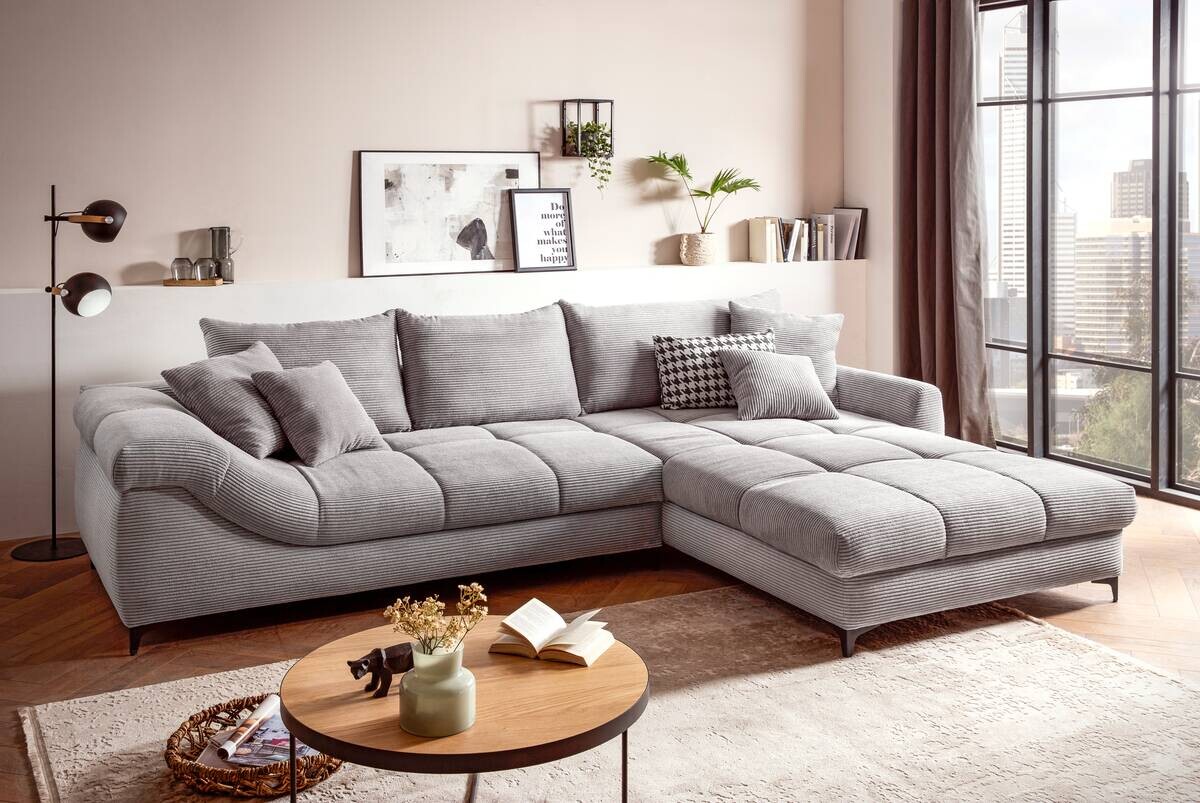Ecksofa grau Microfaser B/H/T: ca. 332x96x227 cm
