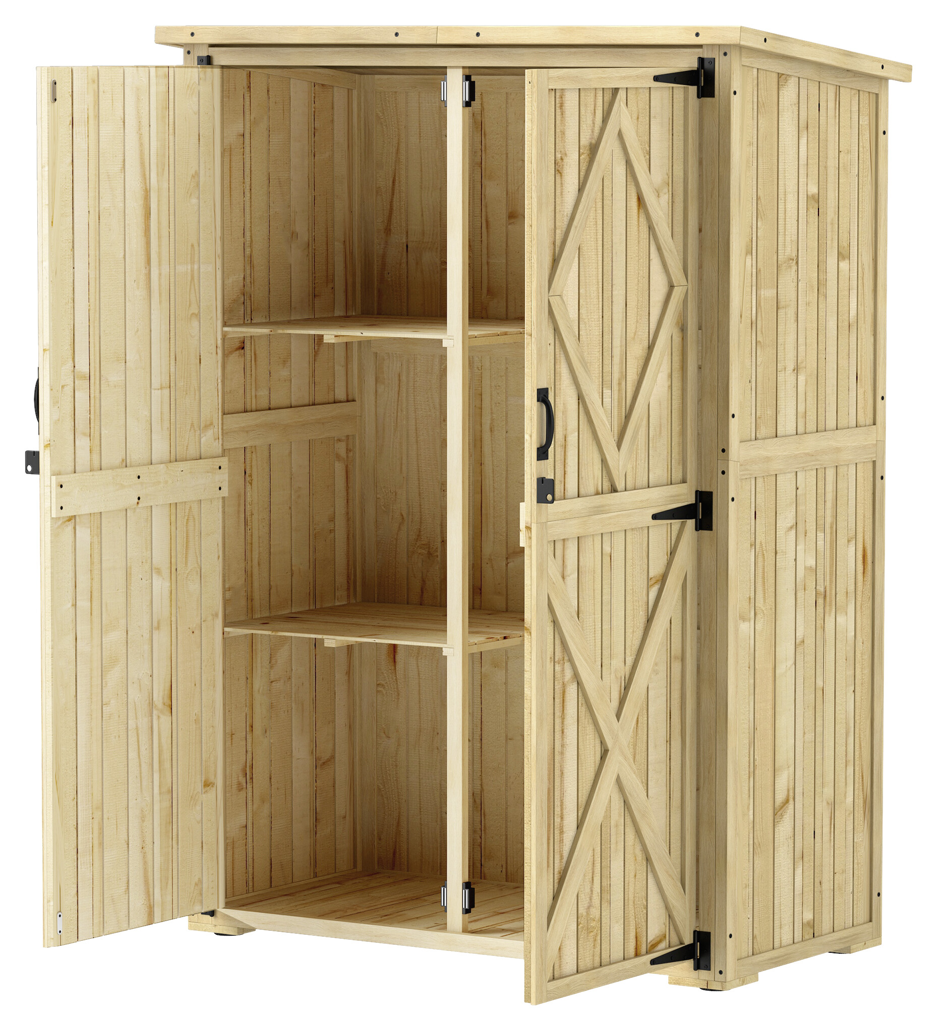 Outsunny Gartenschrank Holzoptik Holz B/H/L: ca. 57x167x116,5 cm