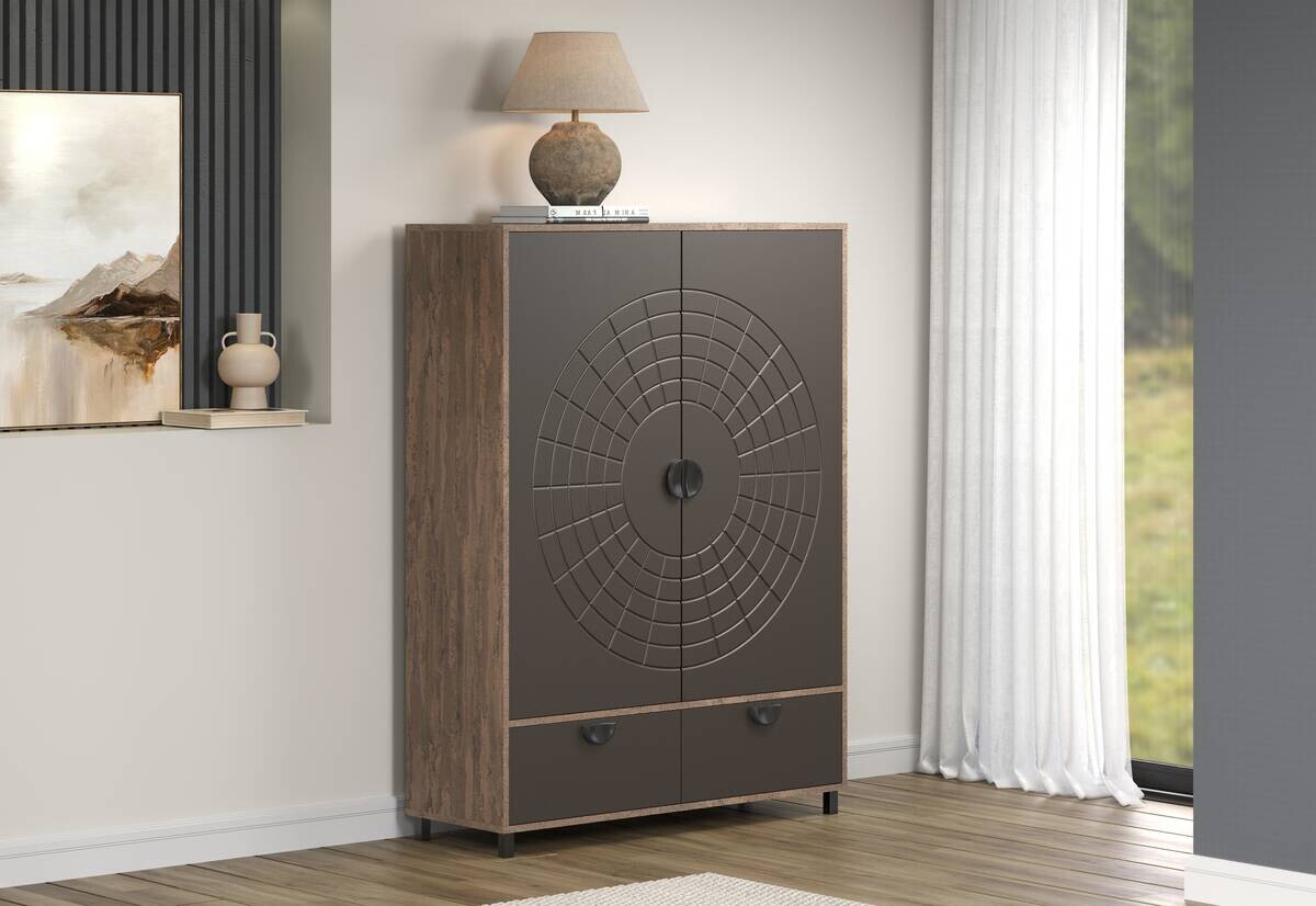 Highboard Fusion Eiche dunkel Nachbildung bronze Optik B/H/T: ca. 120x163x42 cm