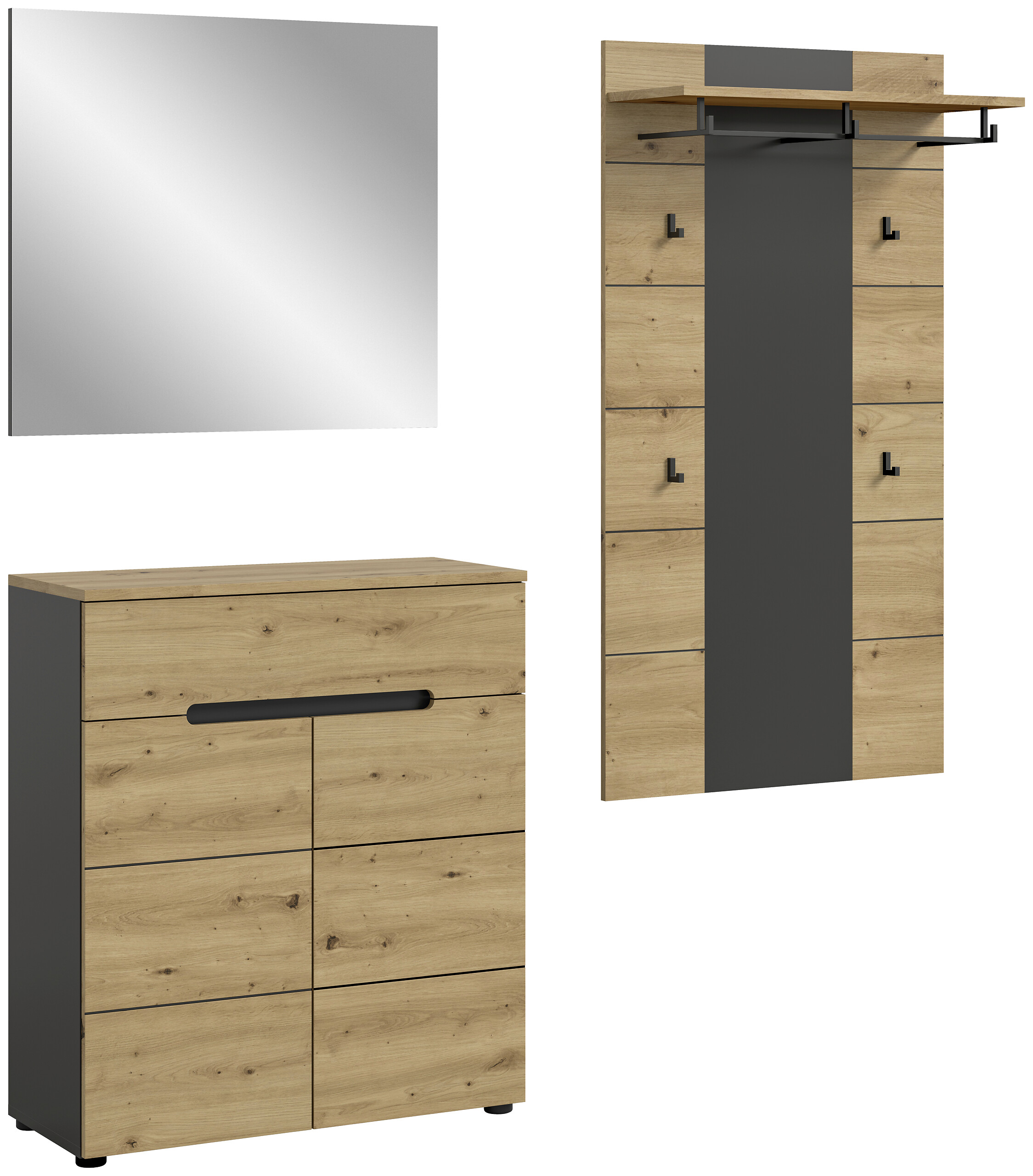 Garderobe Canu basaltgrau Nachbildung Artisan Nachbildung B/H/T: ca. 175x190x37 cm