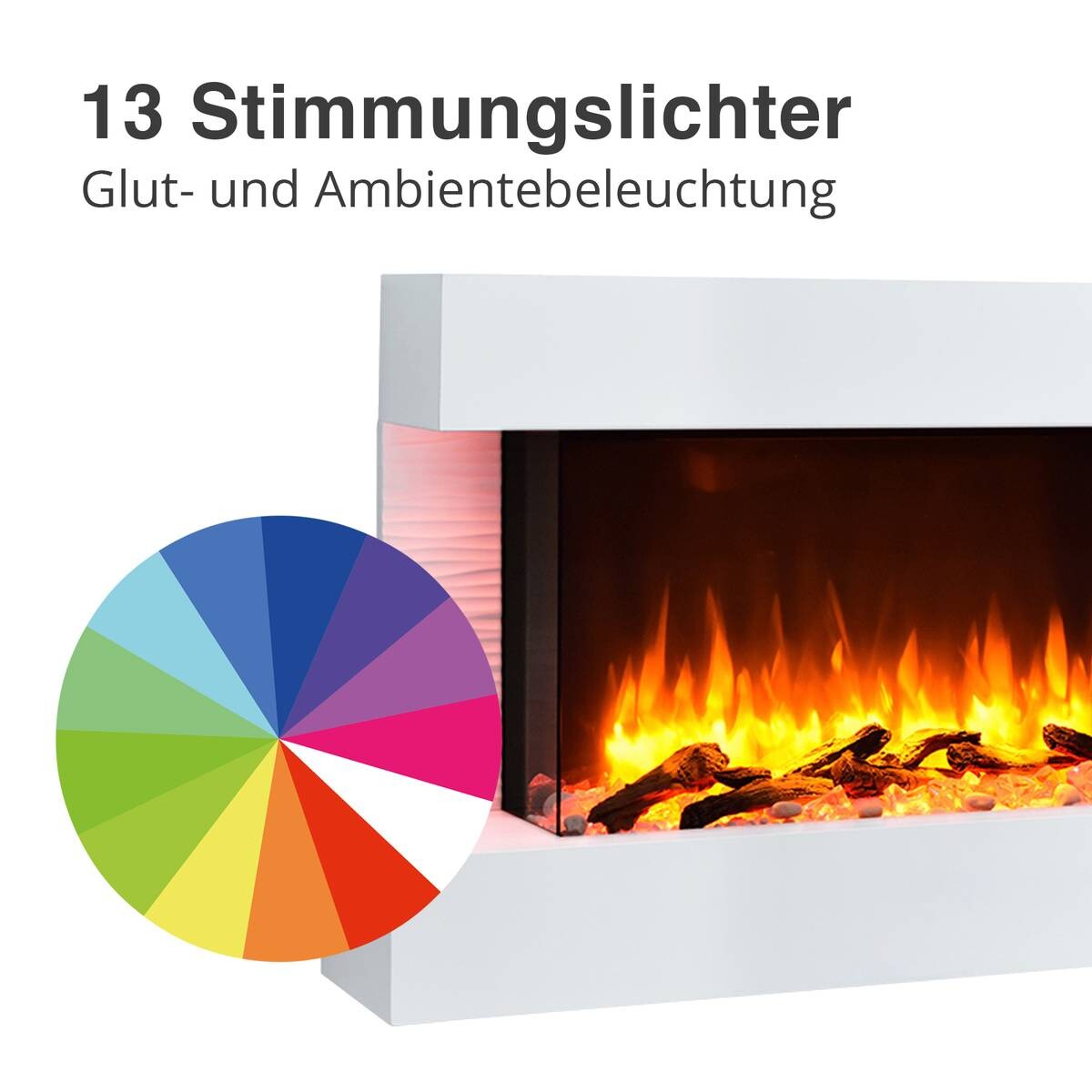 Balderia Wandkamin Elektrischer-Kamin Aidan weiß MDF B/H/T: ca. 100x63,2x24 cm