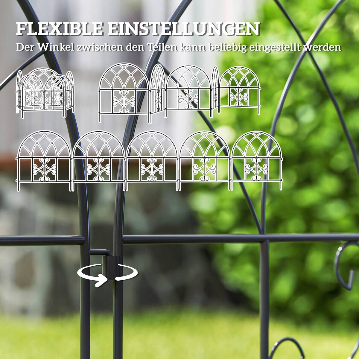 Outsunny Gartenzaun schwarz Stahl B/H/L: ca. 1x70x300 cm