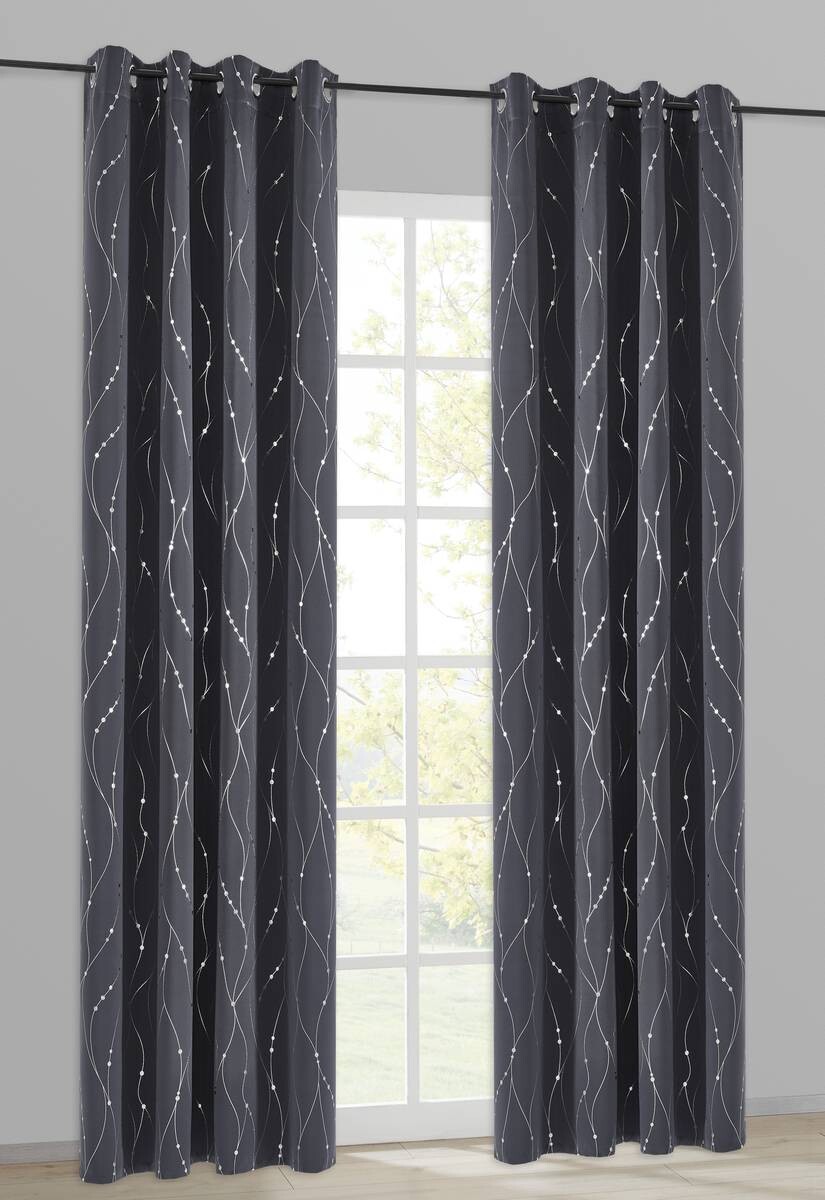 Verdunklungsvorhang Napoli dunkelgrau B/L: ca. 135x245 cm