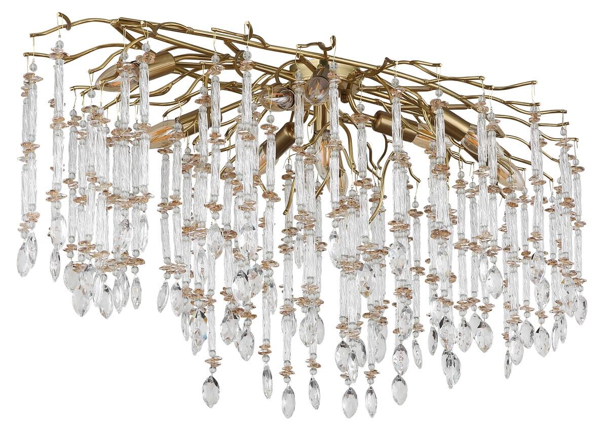 GLOBO Deckenleuchte amber gold klar Metall Glas B/H/L: ca. 55x48x100 cm E14 10 Brennstellen