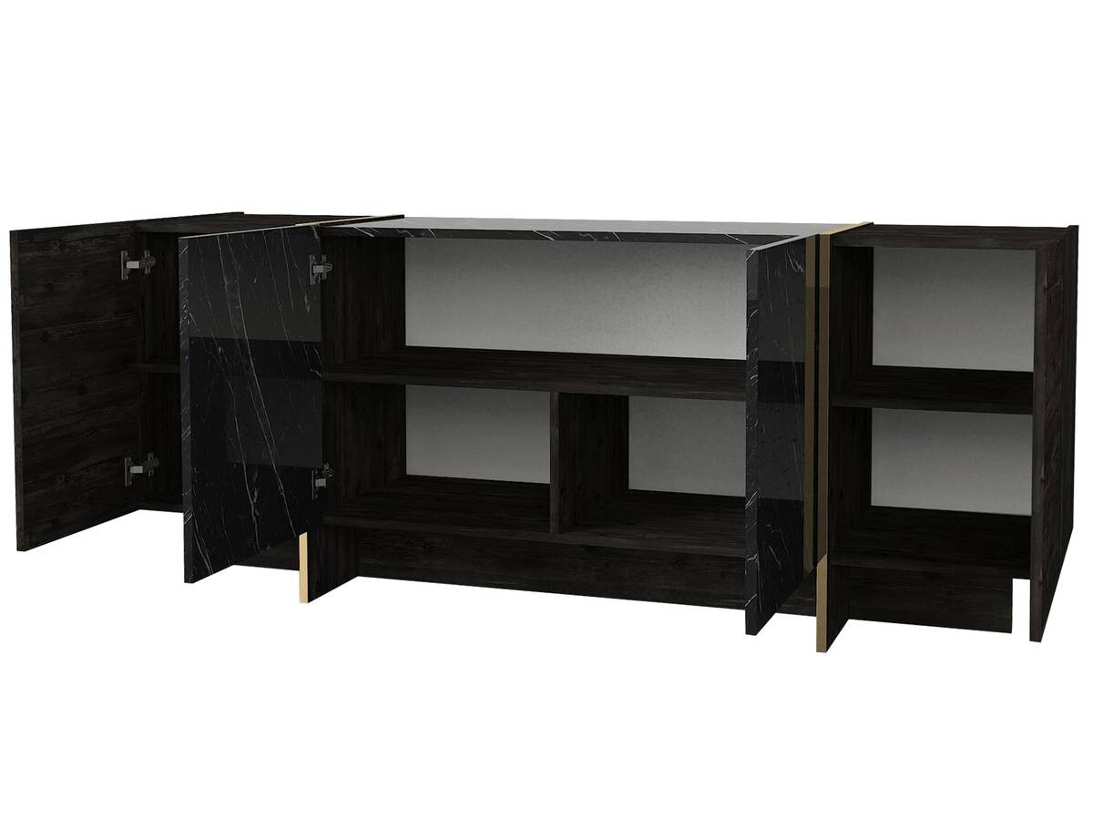 Sideboard Rebab Rebab braun dunkelgrau Marmoroptik B/H/T: ca. 180x75,5x46,6 cm