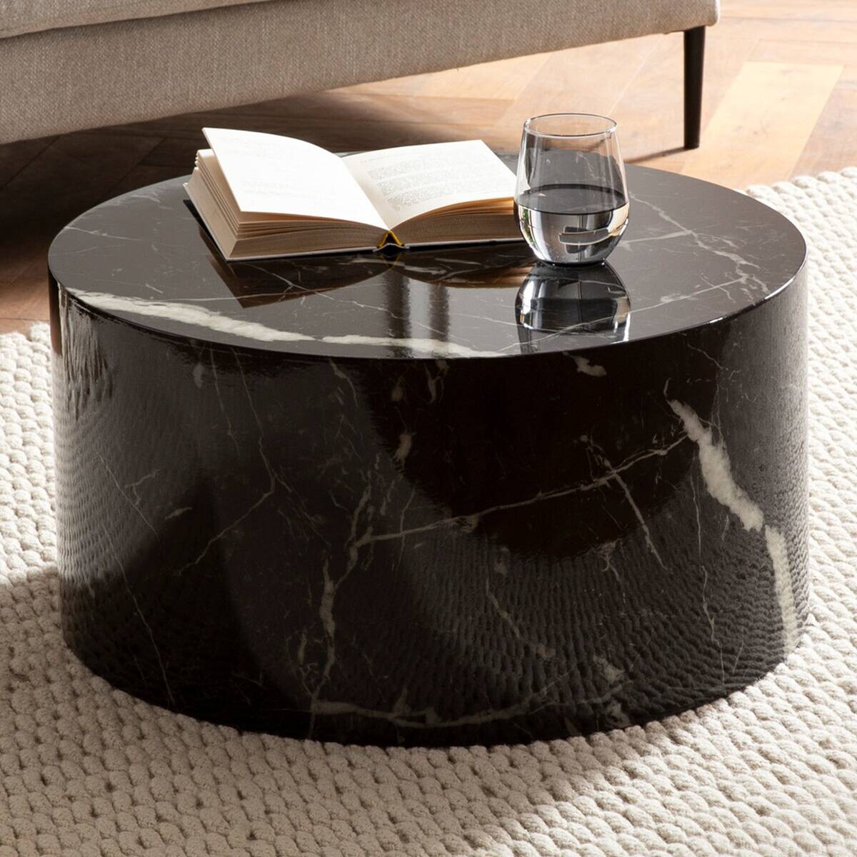 Wohnling Couchtisch schwarz Marmor B/H/T: ca. 60x30x60 cm