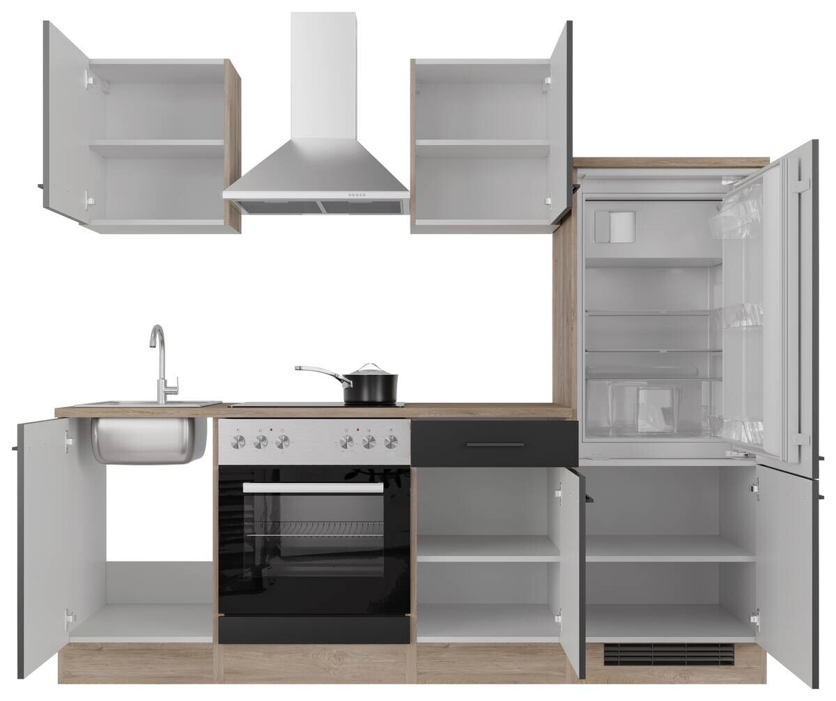 Küchenblock Capri schwarz matt B/H/T: ca. 220x200x60 cm