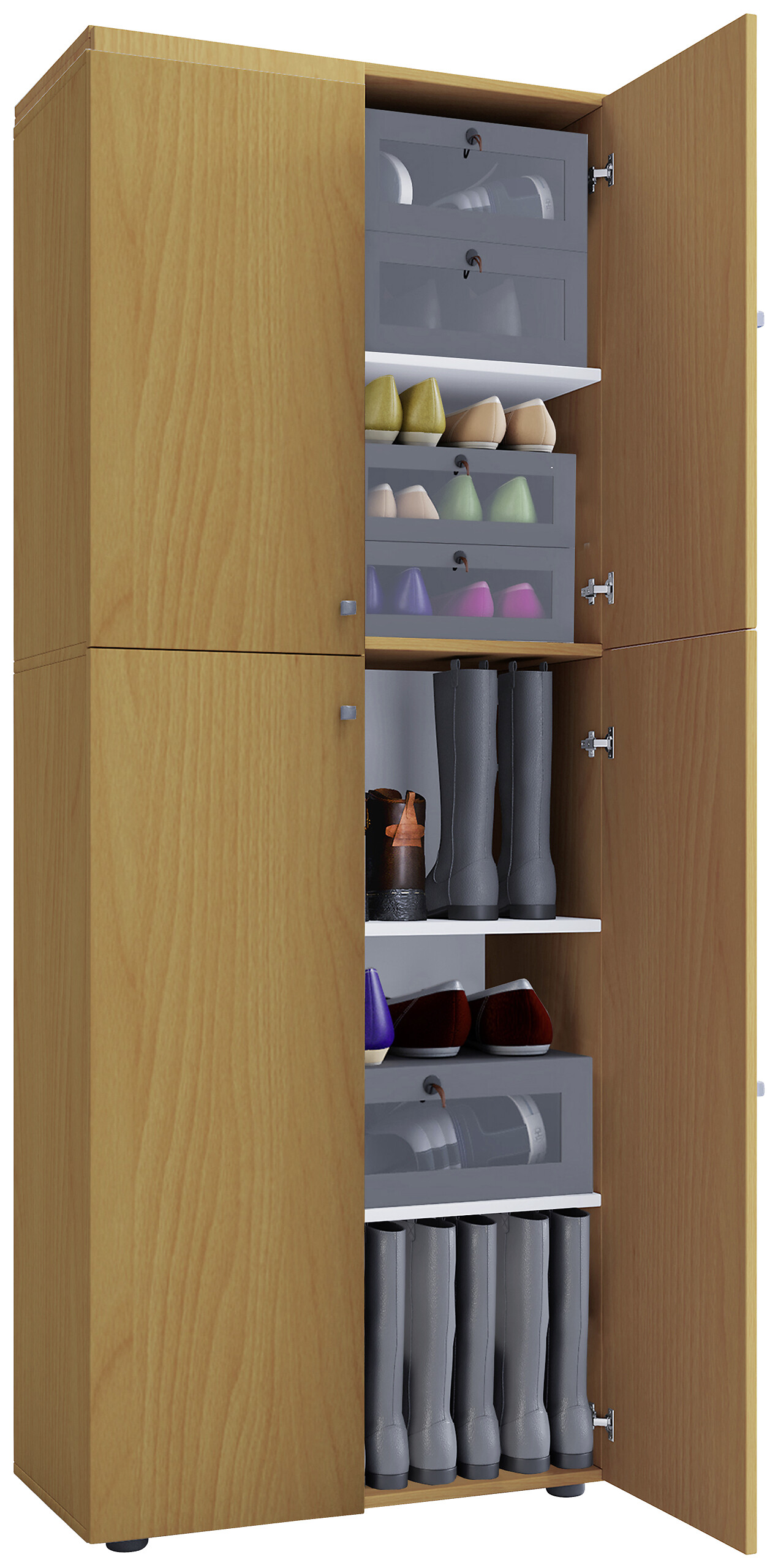 Schuhschrank Lona XXL buche Nachbildung weiß B/H/T: ca. 70x182x39 cm