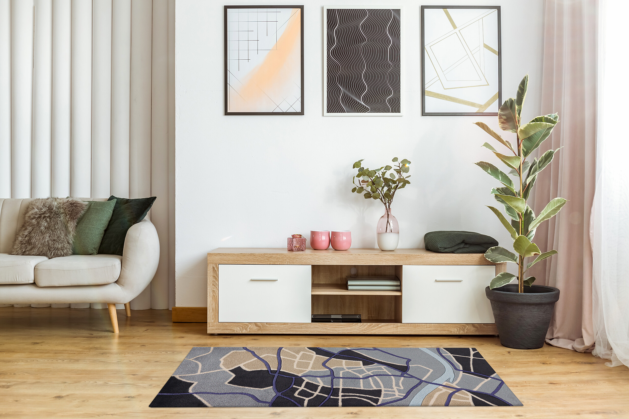 Arte Espina Kurzflorteppich Living Mat 35 blau B/L: ca. 64x168 cm Arte Espina Kurzflorteppich Living Mat 35 blau B/L: ca. 64x168 cm