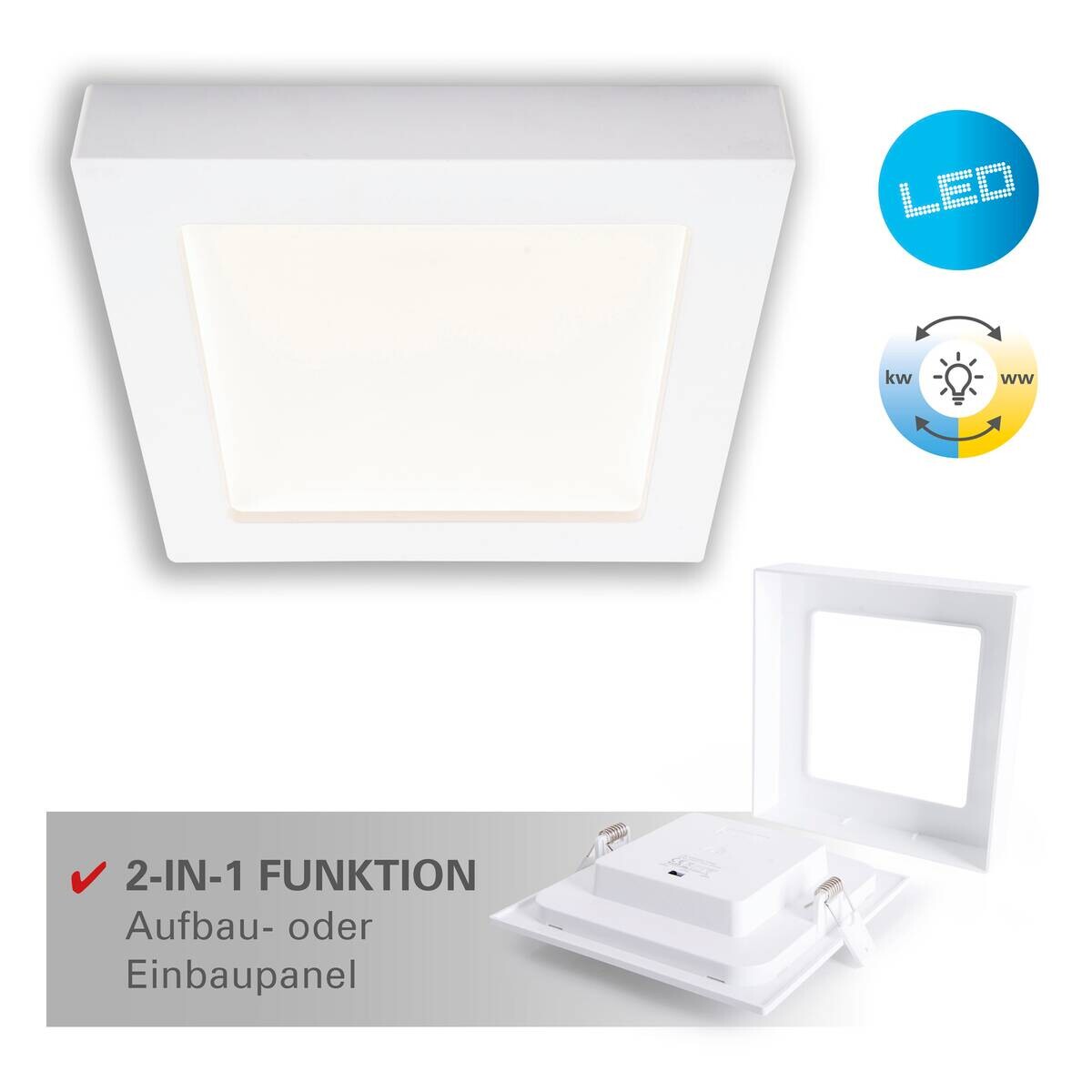 Näve Leuchten LED-Ein-/Aufbauleuchte weiß Kunststoff Metall B/H/T: ca. 22,7x3,5x22,7 cm