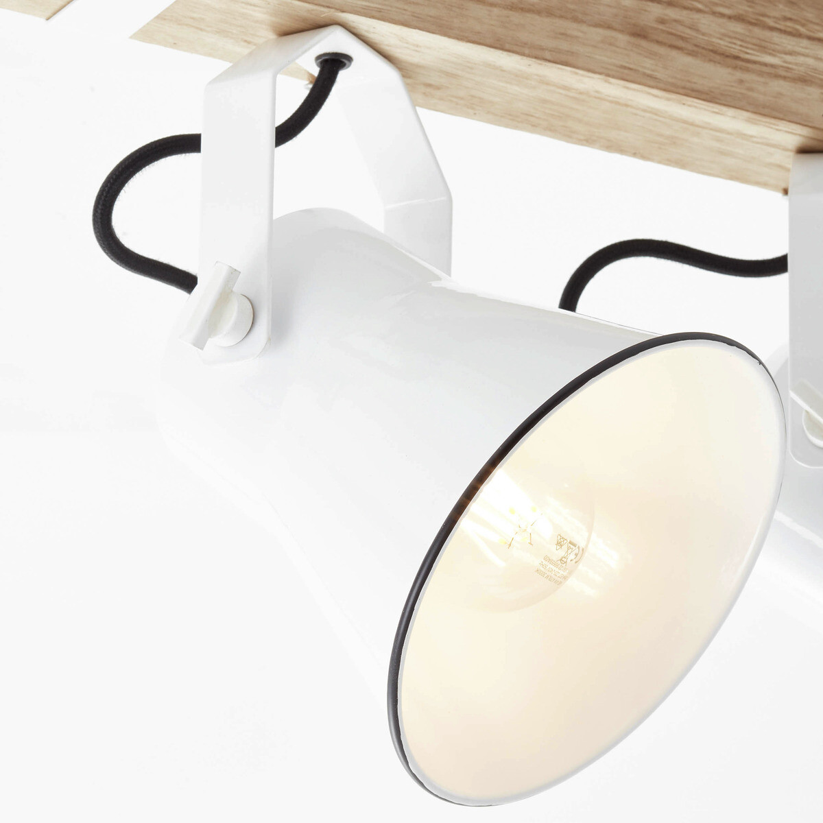 Brilliant Spotbalken Plow weiß natur Metall Holz B/H/T: ca. 40x24x17 cm E27 2 Brennstellen