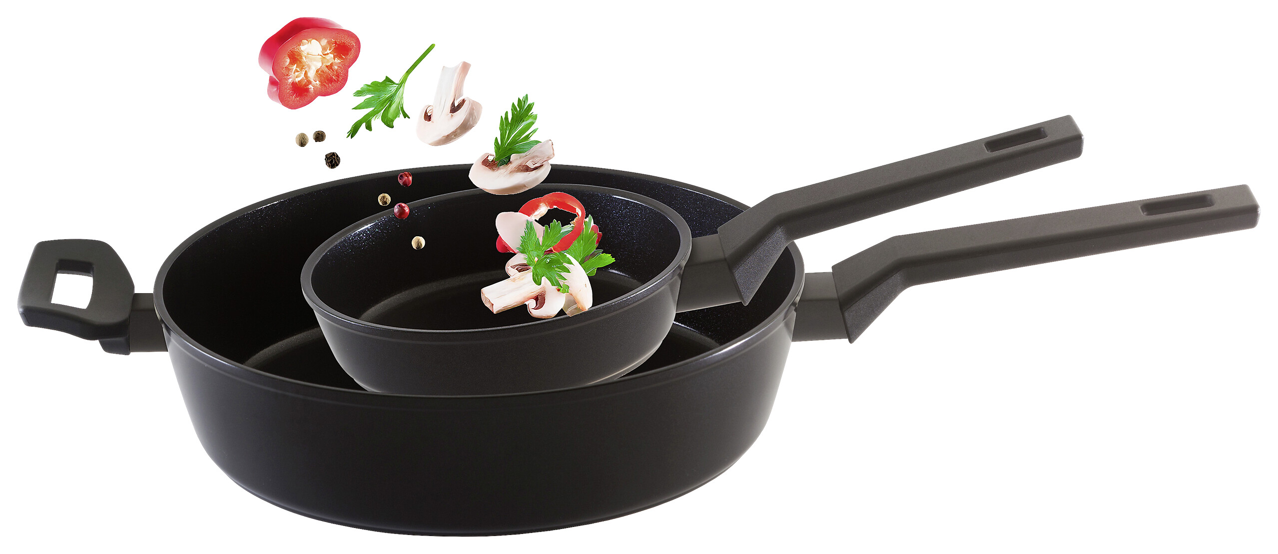 Pfanne schwarz Aluminium 2 tlg.
