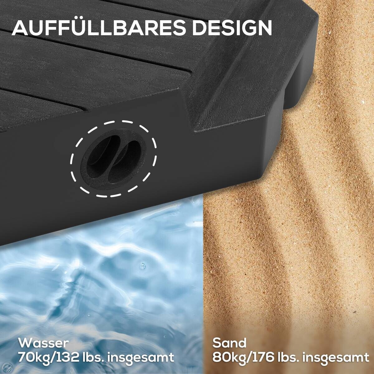 Outsunny Schirmgewichte schwarz Kunststoff B/H/L: ca. 80x13x80 cm