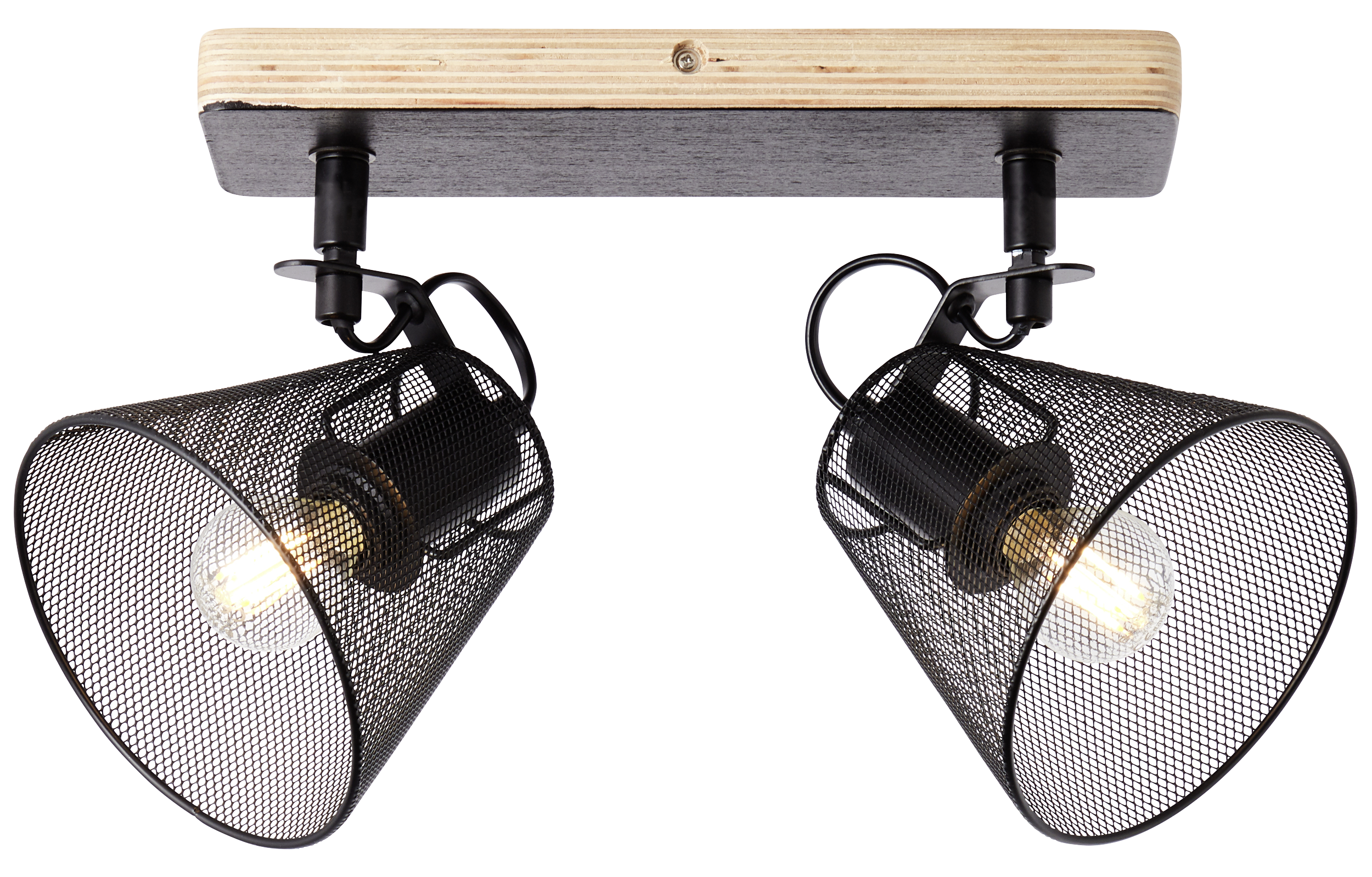 Brilliant Spot Whole 40113/76 schwarz natur Metall Holz B/H/T: ca. 36,8x20x14 cm E14 2 Brennstellen