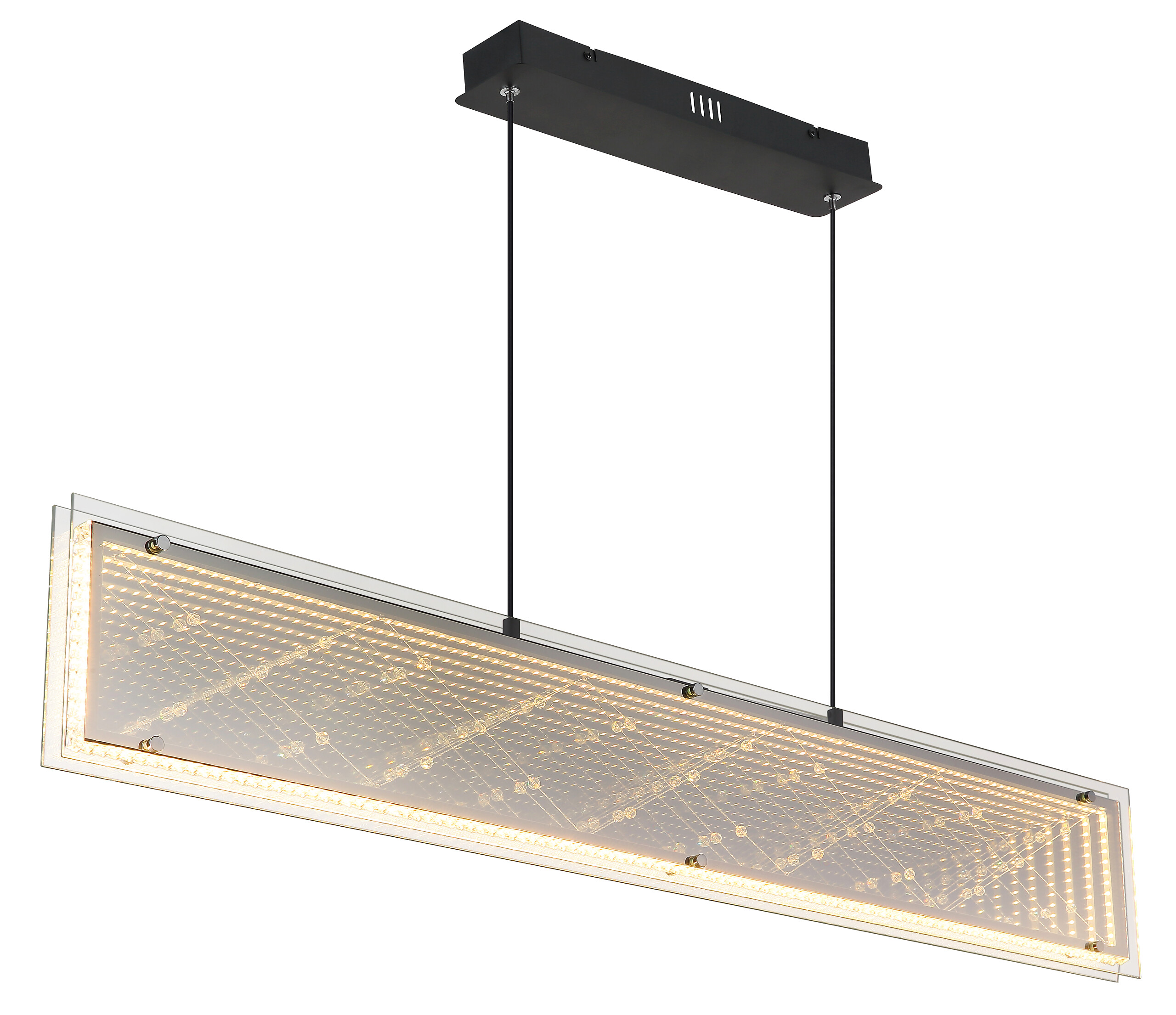 GLOBO Hängeleuchte klar schwarz Aluminium Glas Kunststoff B/H/L: ca. 8x120x113 cm 1.0 Brennstellen