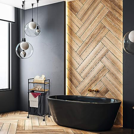 Wäschewagen schwarz Bambus B/H/T: ca. 38x105x33 cm