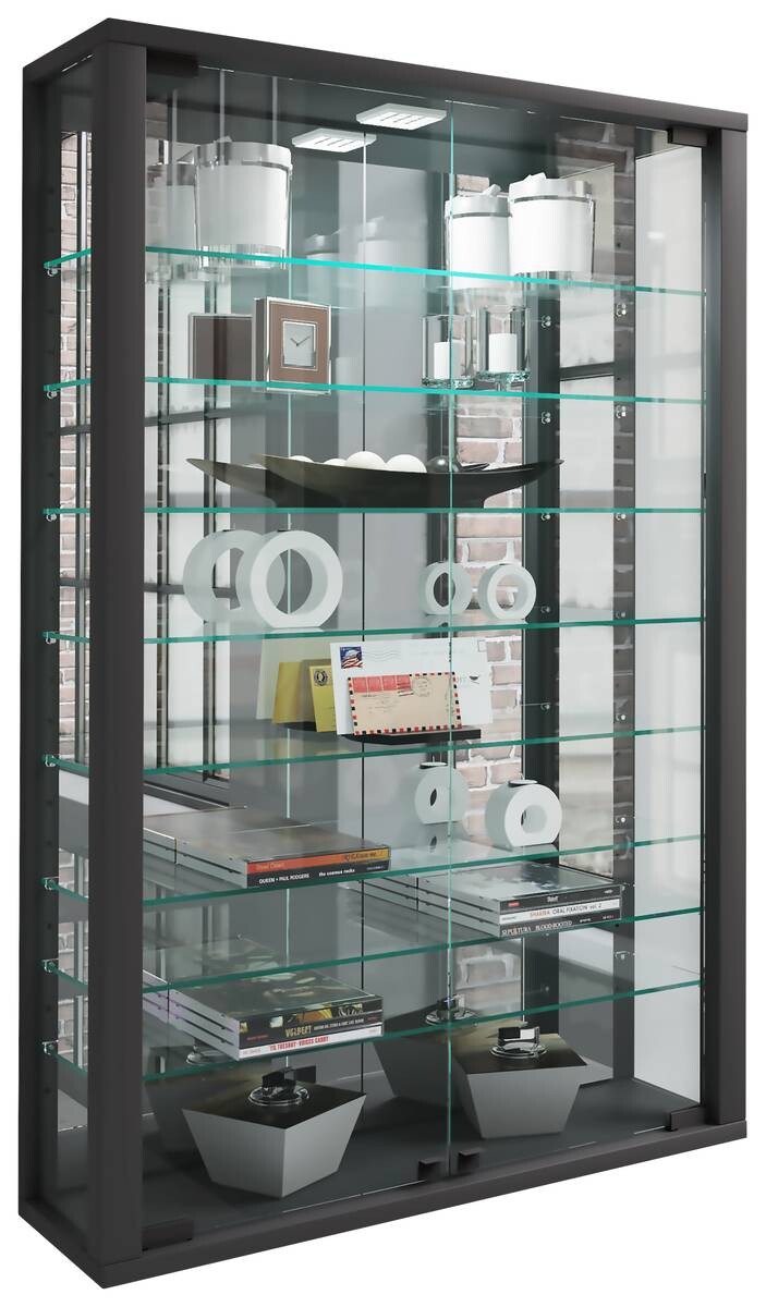 Vitrine Vitrosa schwarz Holzwerkstoff Glas B/H/T: ca. 59x91x18 cm