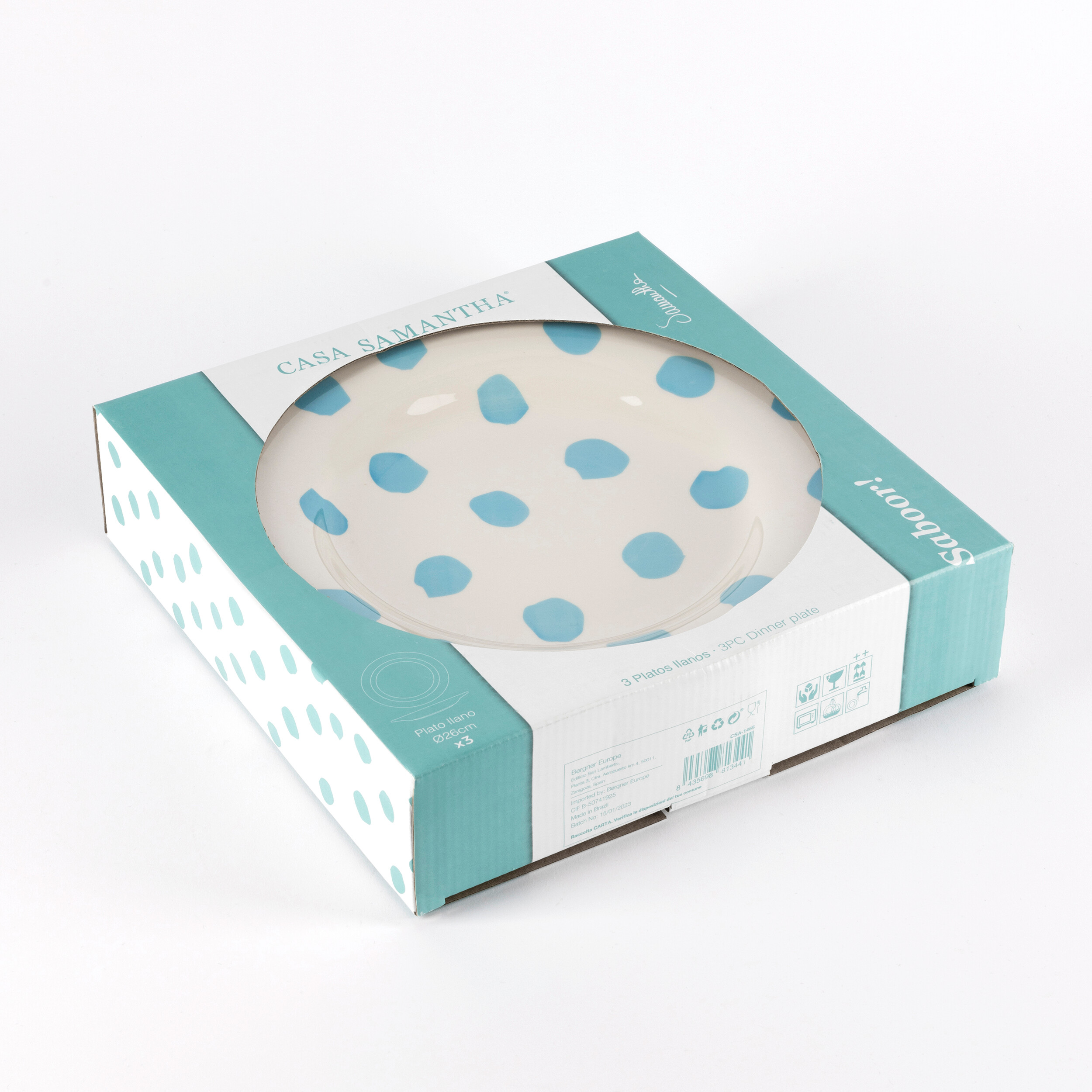 CASA SAMANTHA Teller SABOR blau Steinzeug 3 tlg.