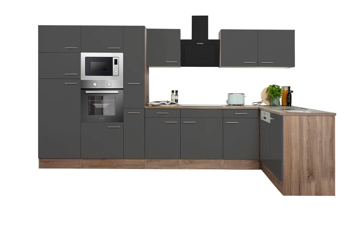 Respekta Winkelküche KBL370EYGMISGKE grau B/H/T: ca. 370x205x172 cm