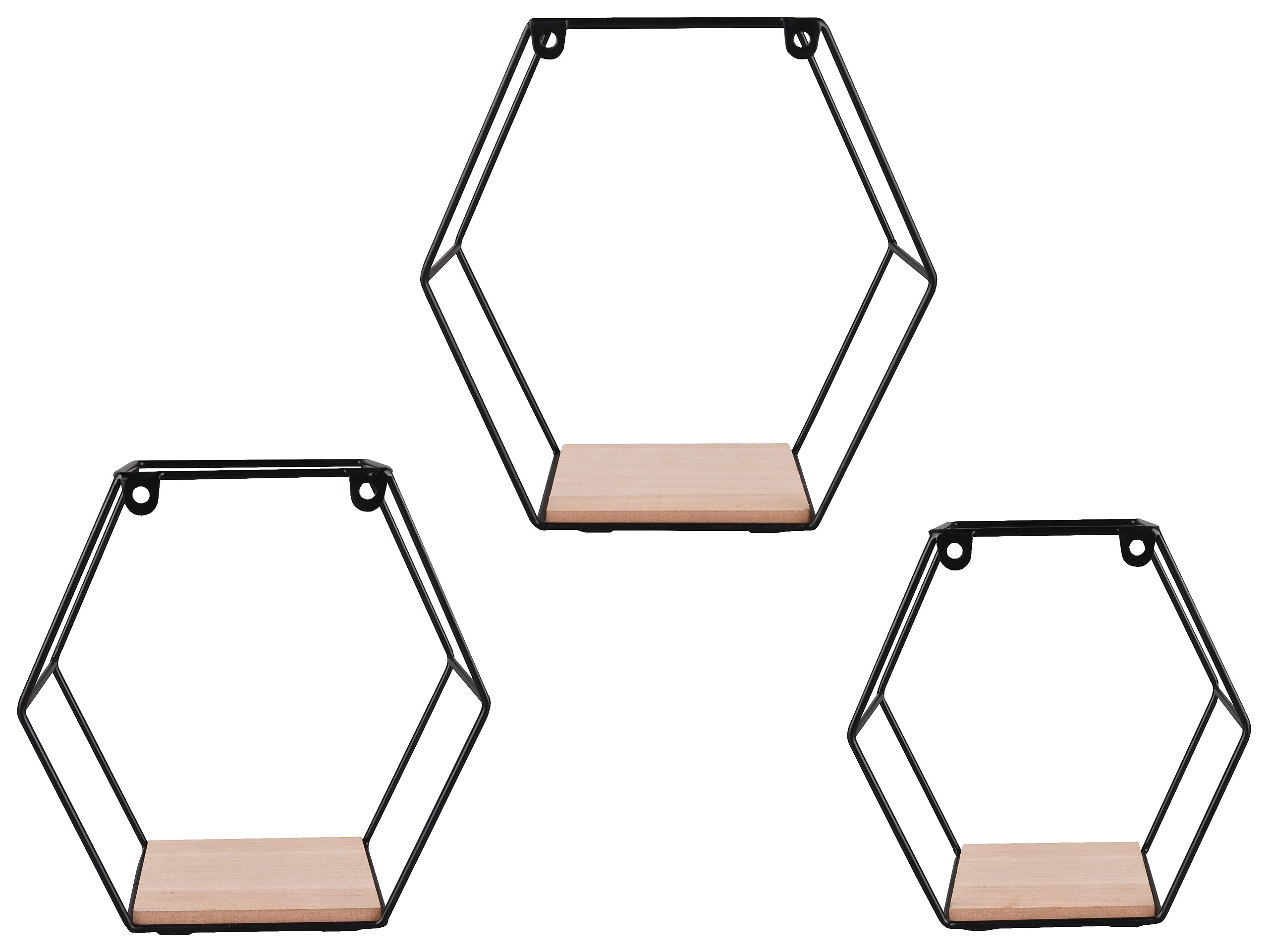 Wandregal CHIARA, 3-teilig schwarz B/H/T: ca. 22x22x11 cm