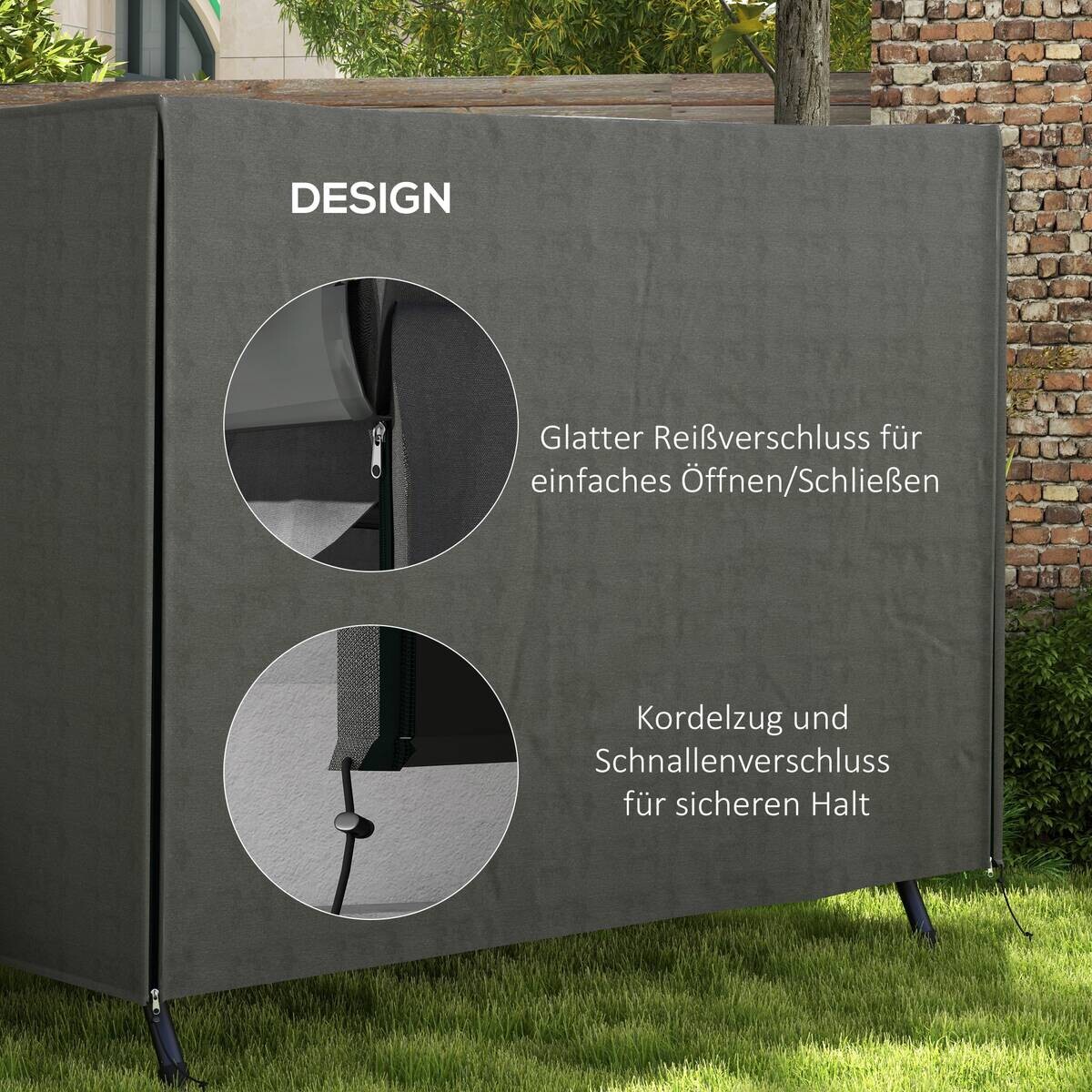 Outsunny Abdeckplane dunkelgrau Polyester B/H/L: ca. 124x164x205 cm