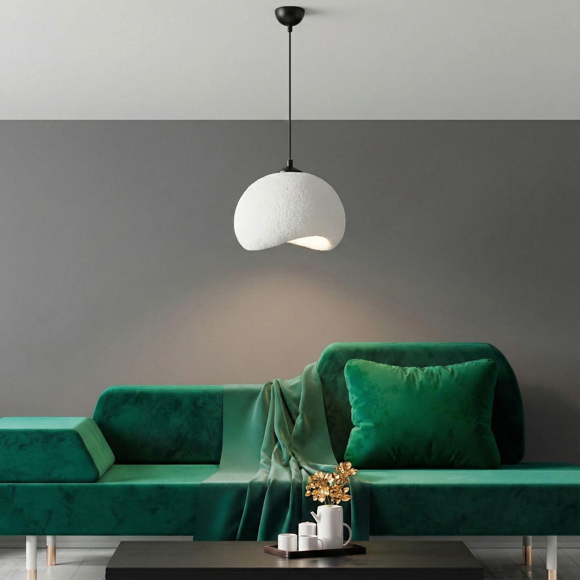 Opviq Pendelleuchte Yontu-15850-B weiß schwarz Polyester-Mischgewebe Metall B/H/L: ca. 29x120x34 cm E27 1 Brennstellen