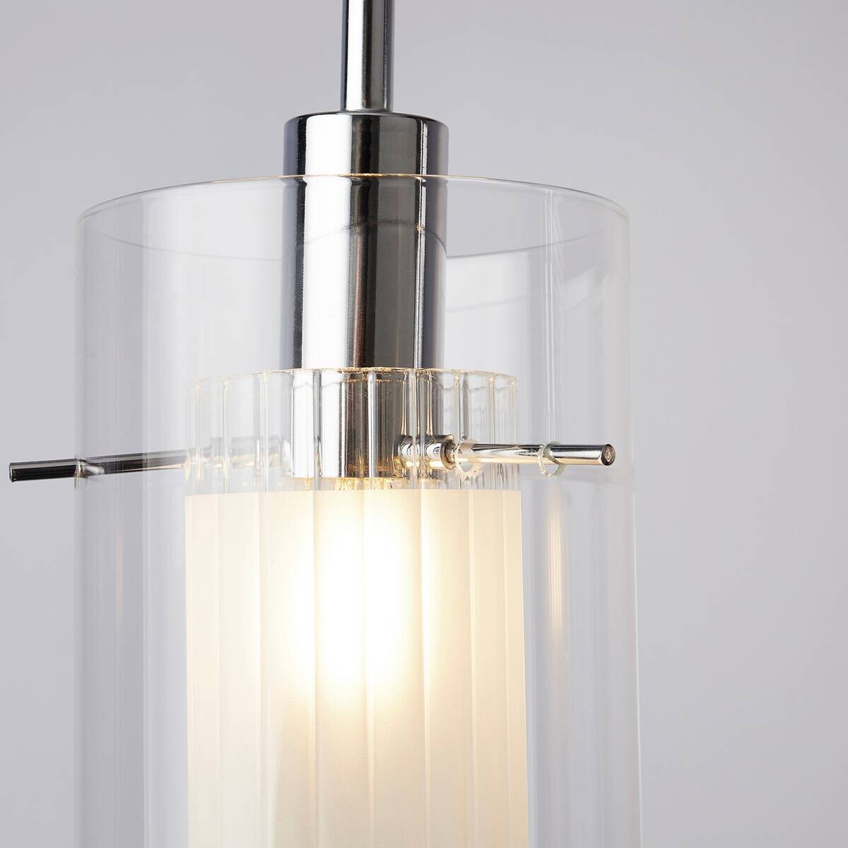 Searchlight Pendelleuchte Duo Chrom Glas Stahl B/H/L: ca. 12x130x71 cm E14 3 Brennstellen