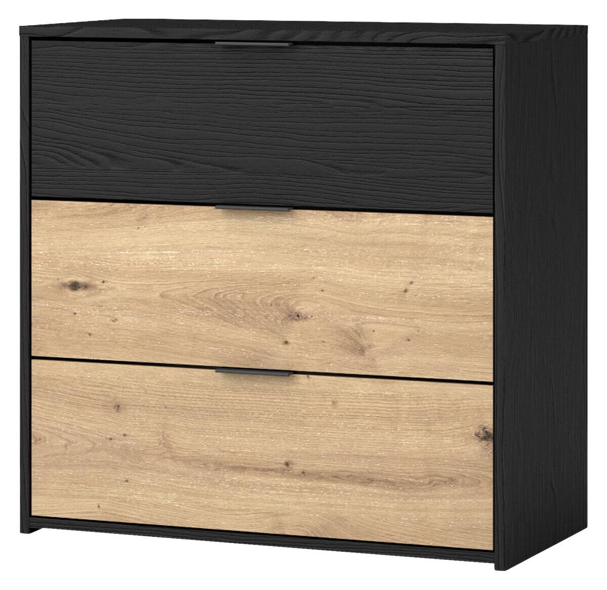 Kommode RIMINI schwarz Eiche Nachbildung B/H/T: ca. 80x80x40 cm