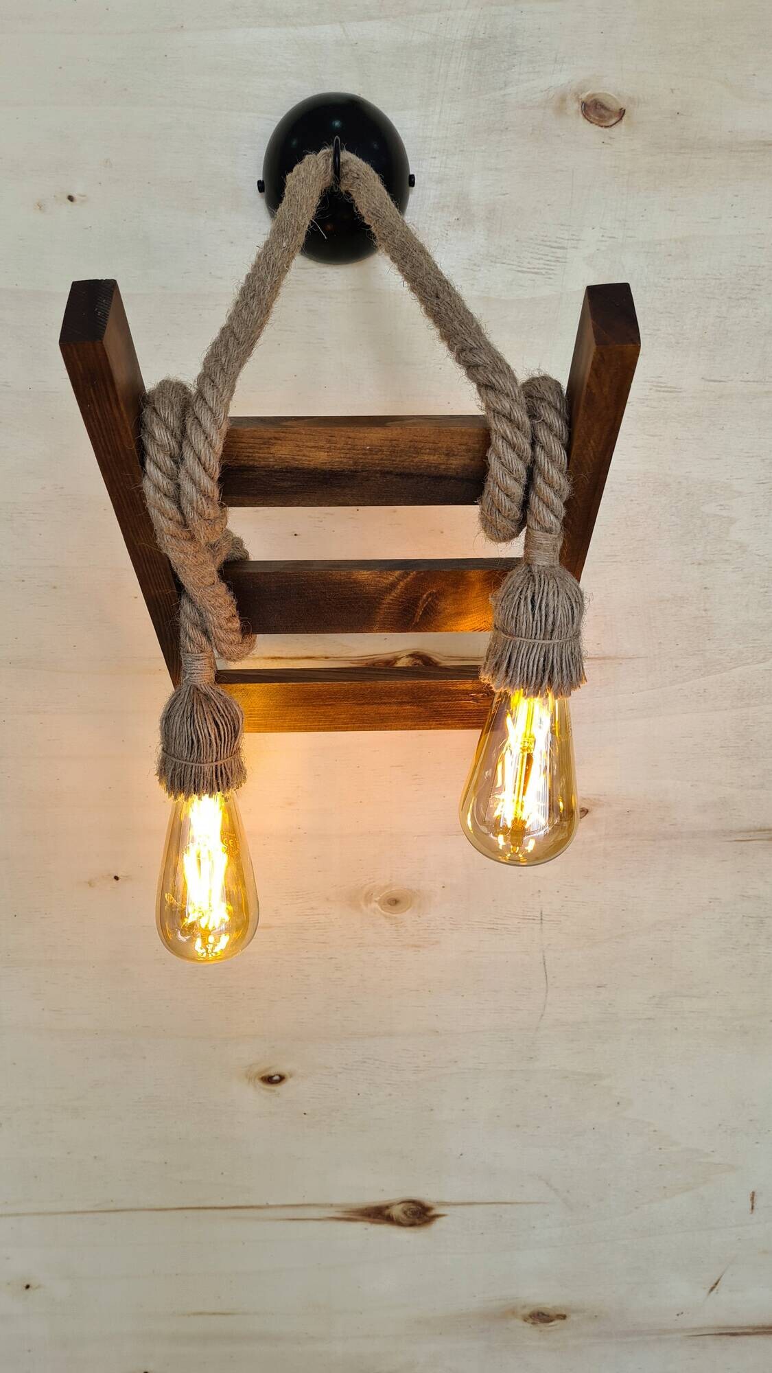 Opviq Wandleuchte nussbaum Kiefer B/H/L: ca. 25x23x45 cm E27 1 Brennstellen