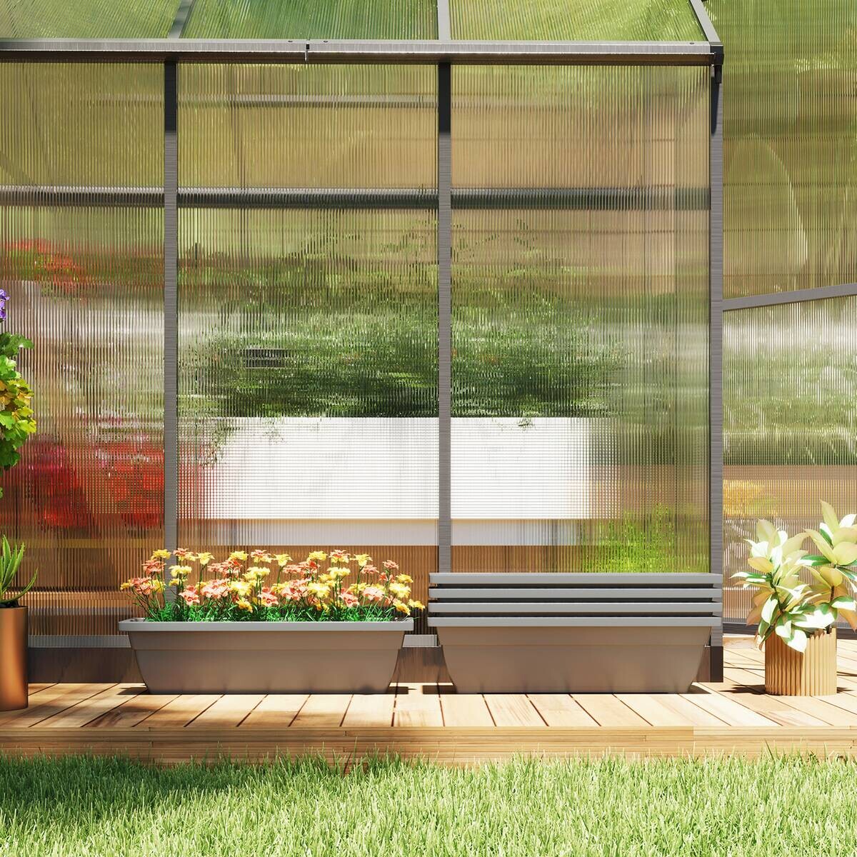 Outsunny Pflanztopf 5er Set grau Kunststoff B/H/L: ca. 21x16x59 cm