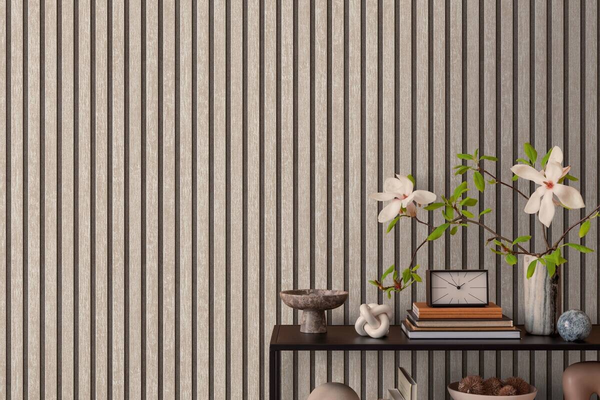 Vliestapete Akustikpaneel hellgrau B/L: ca. 53x1005 cm