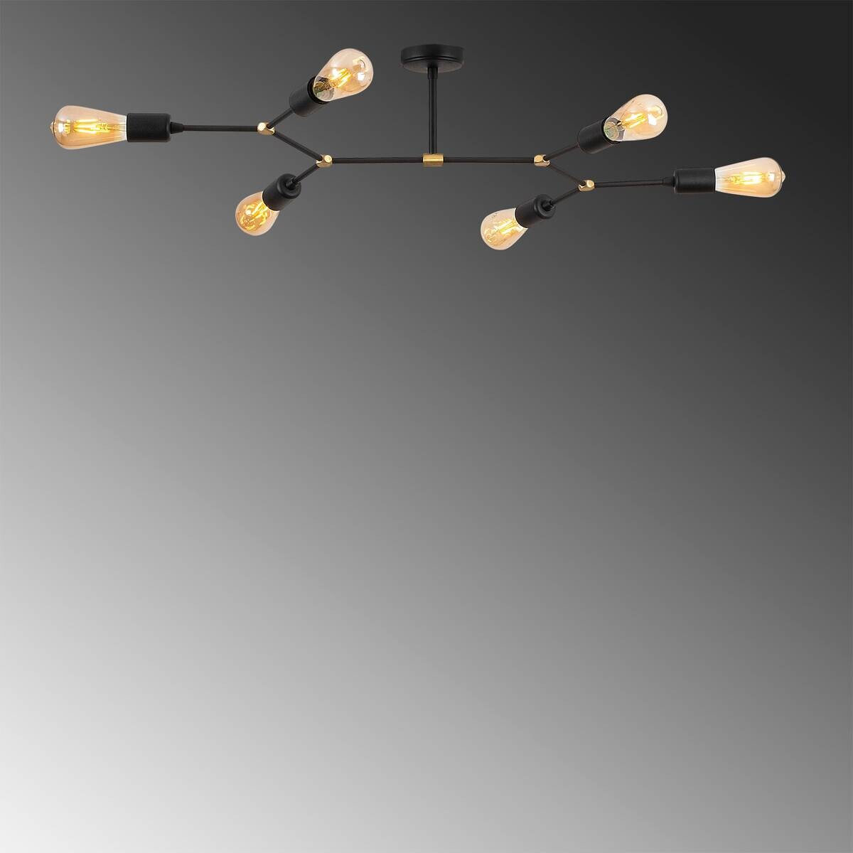 Opviq Deckenleuchte Sparrow schwarz Metall B/H/T/L/D: ca. 48x20x48x95x10 cm E27 6 Brennstellen