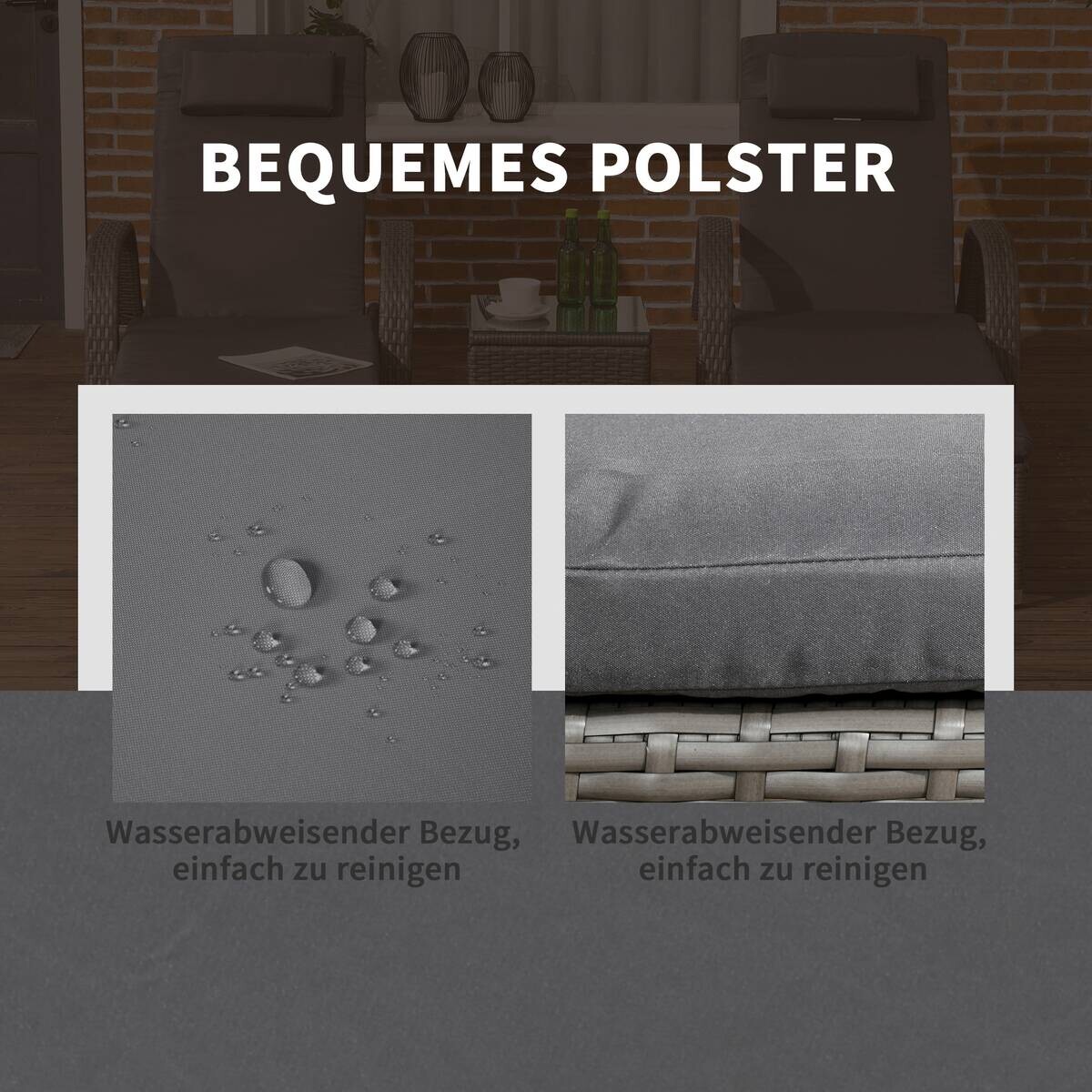 Outsunny Gartenliege 2er Set dunkelgrau Glas B/H/L: ca. 73x103x200 cm