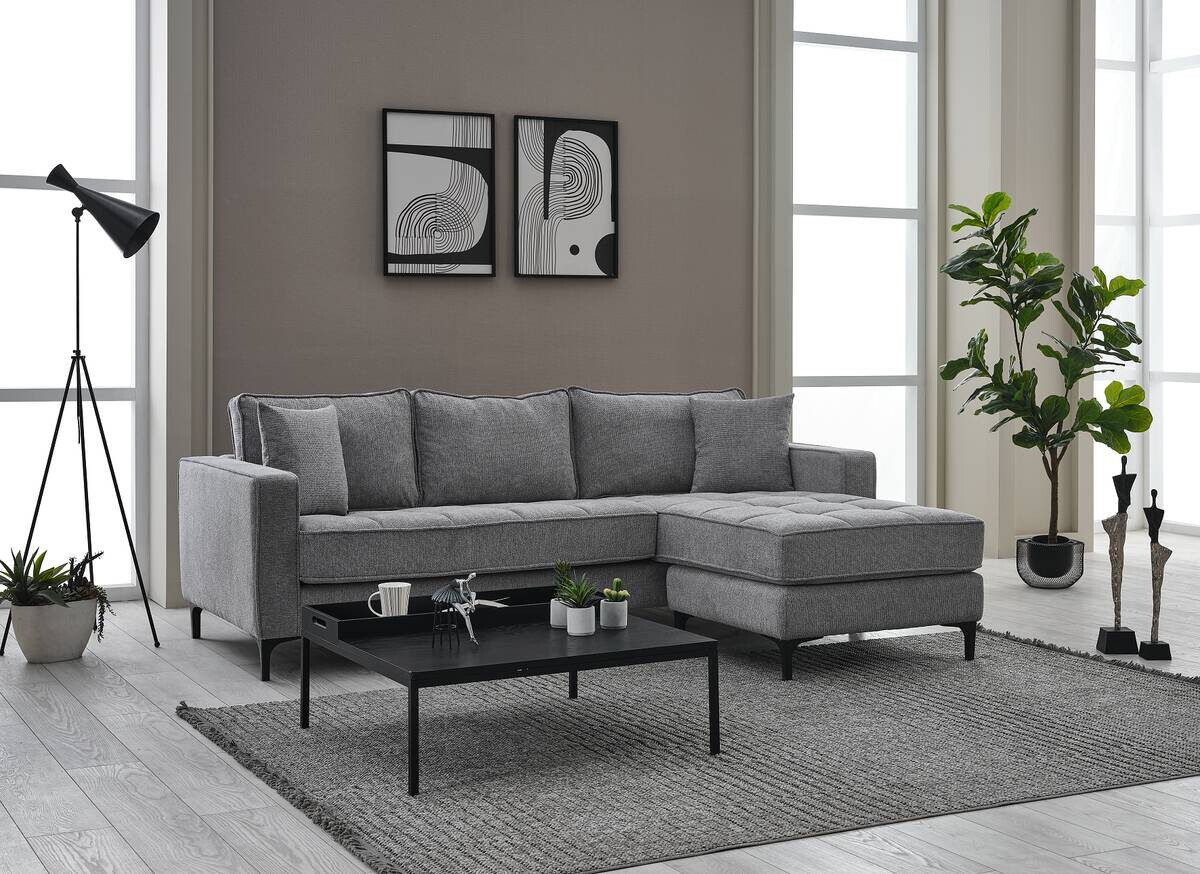 Ecksofa hellgrau Microfaser B/H/T: ca. 238x67x185 cm Ecksofa hellgrau Microfaser B/H/T: ca. 238x67x185 cm