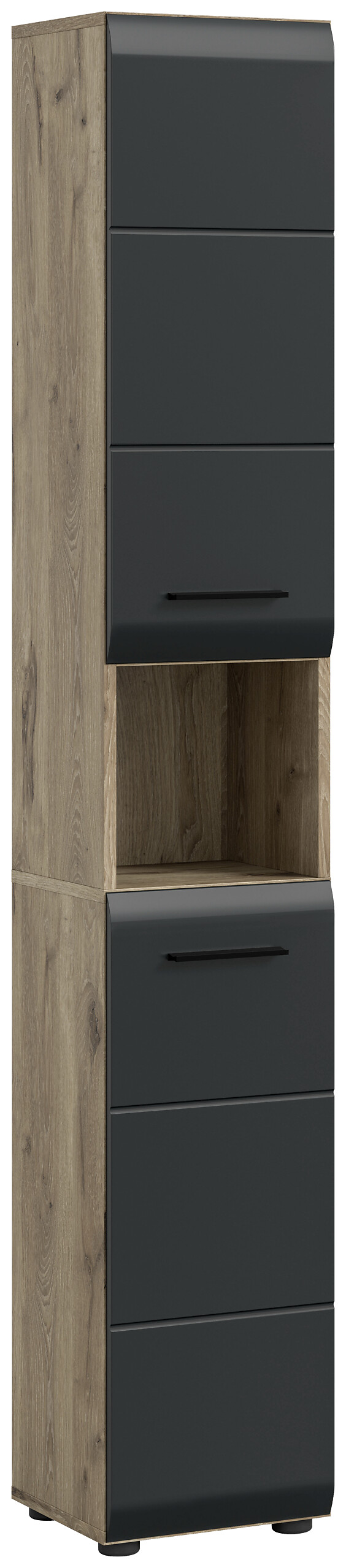 Hochschrank Ice Nox Oak Nachbildung schwarz matt B/H/T: ca. 30x185x30 cm Hochschrank Ice Nox Oak Nachbildung schwarz matt B/H/T: ca. 30x185x30 cm