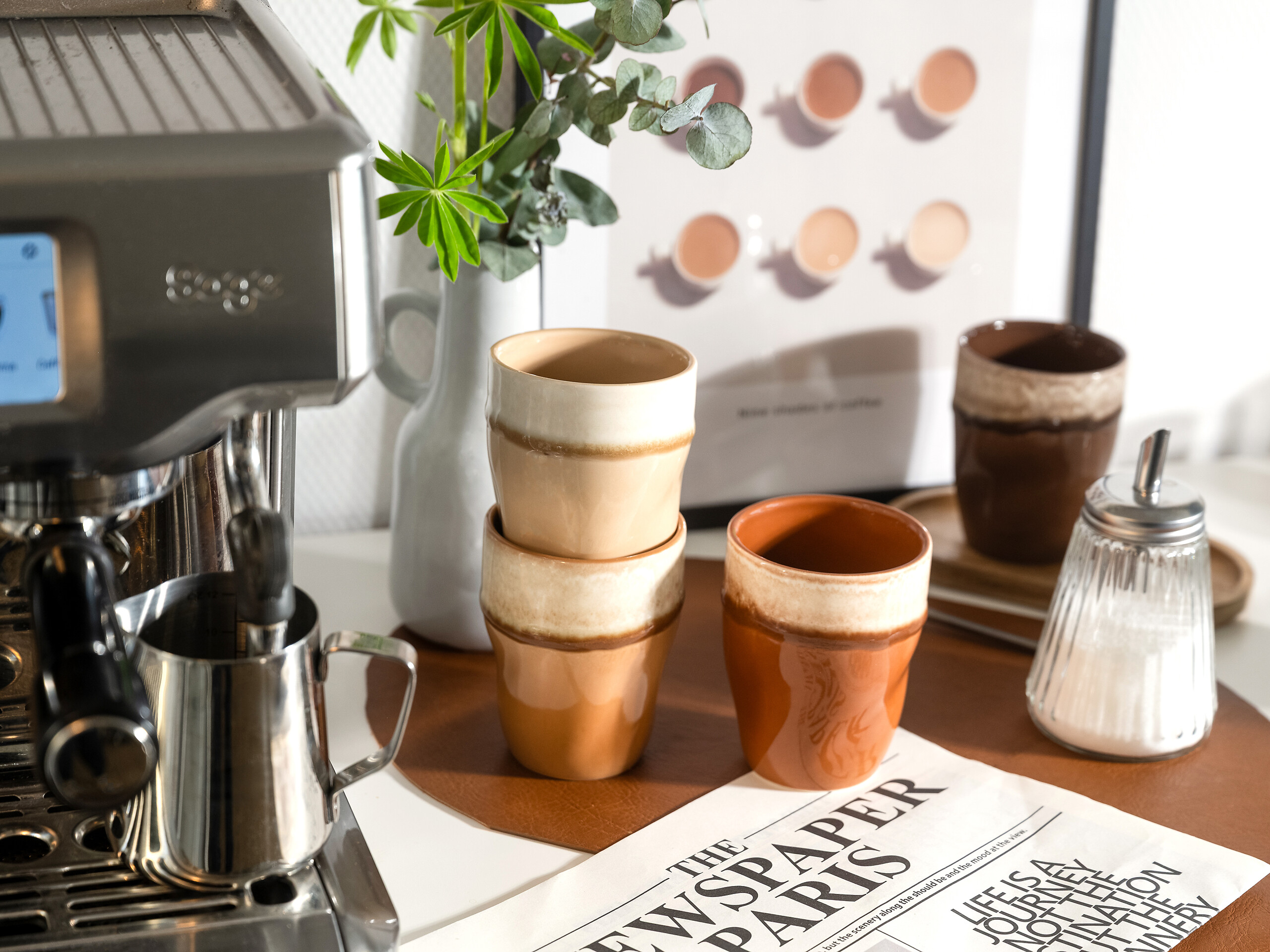 CreaTable Kaffeetassenset Squeezy Mocha braun Steinzeug 4 tlg.