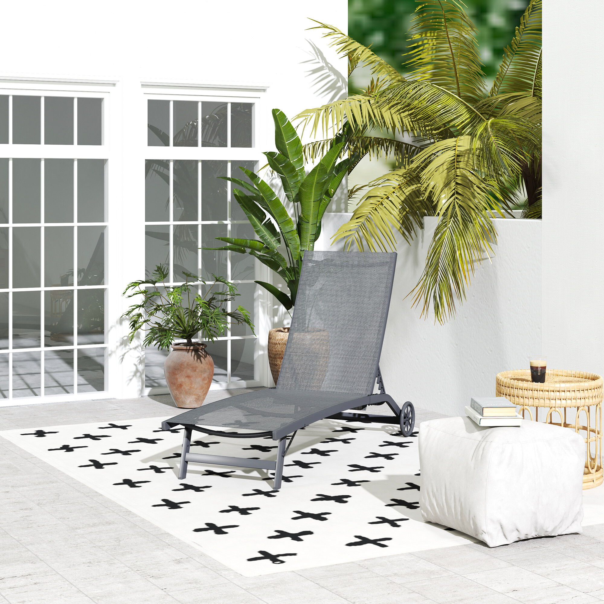 Outsunny Sonnenliege dunkelgrau Aluminium B/H/L: ca. 165x102x66 cm