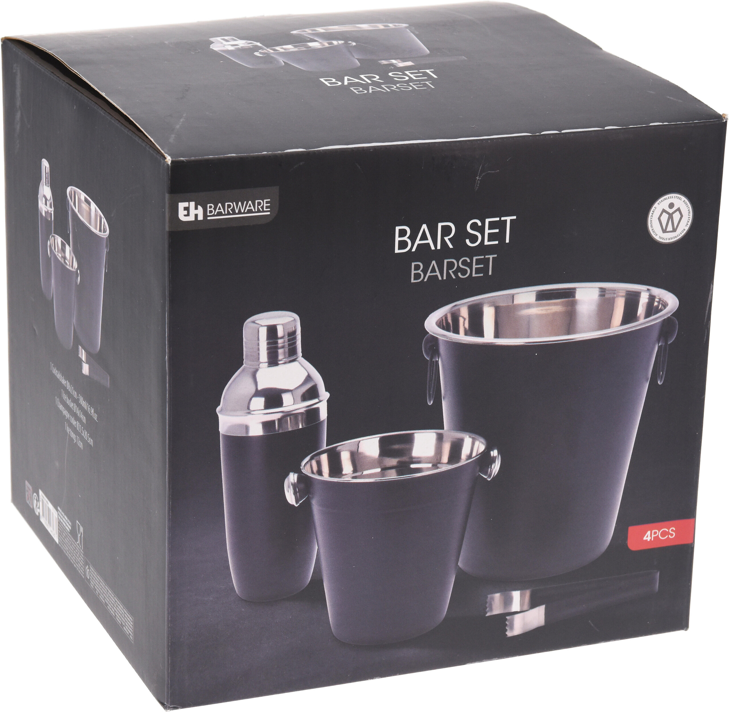 EH Barware Cocktail-Shaker Set schwarz Edelstahl B/H/L: ca. 22,5x22,5x23 cm