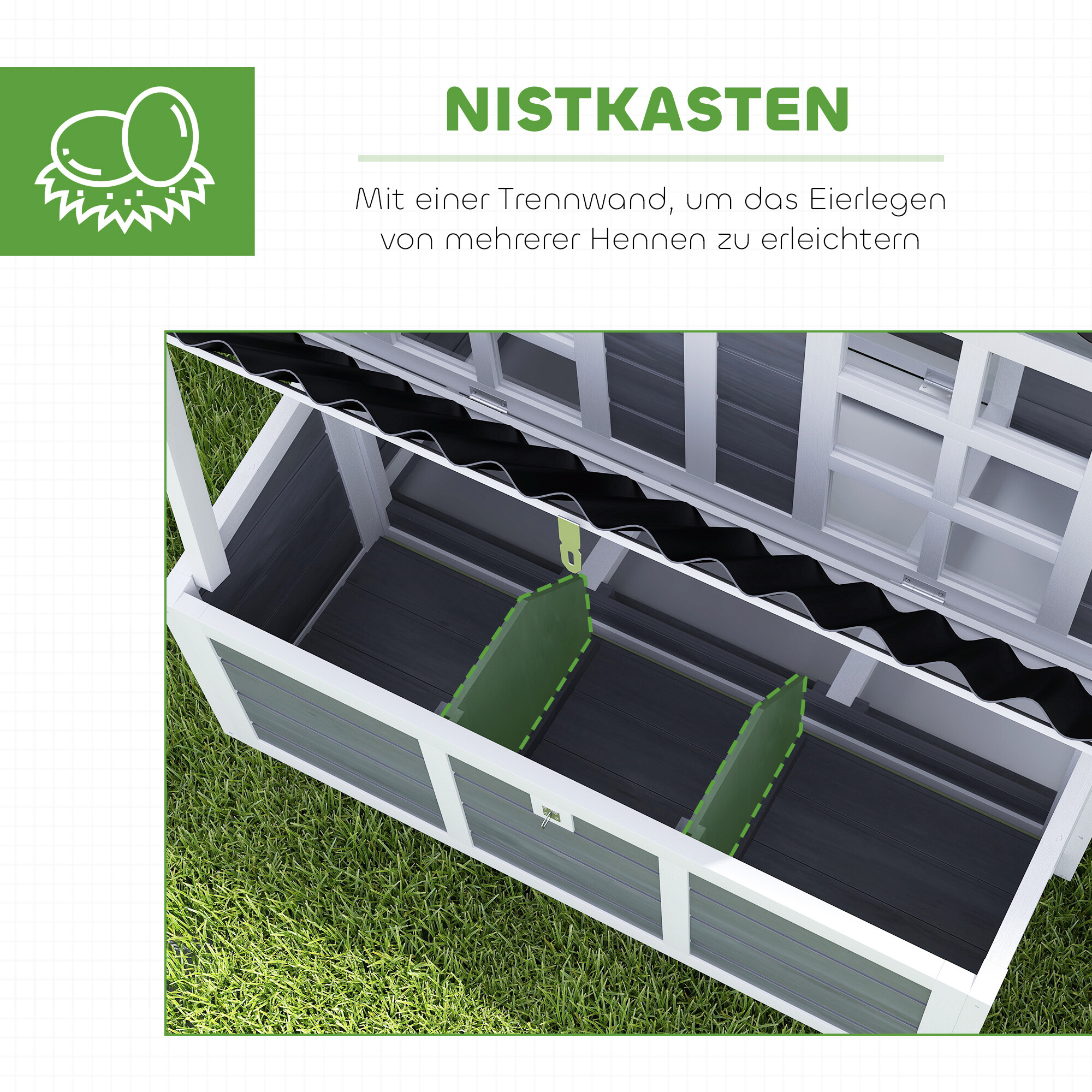 PawHut Hühnerstall hellgrau Kunststoff B/H/L: ca. 86x100x100 cm