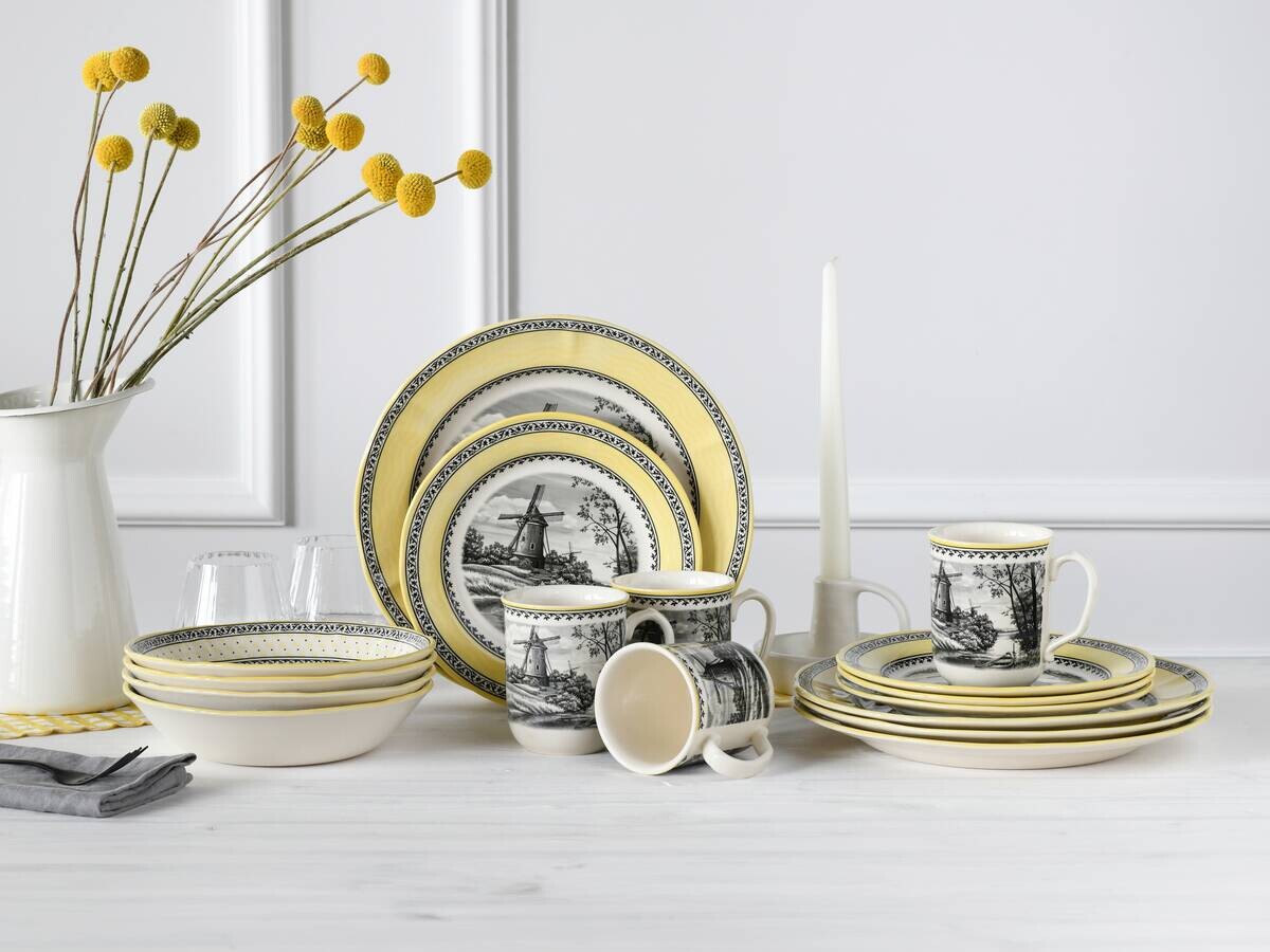 CreaTable Tafelservice Windmühle gelb Steingut 16 tlg.