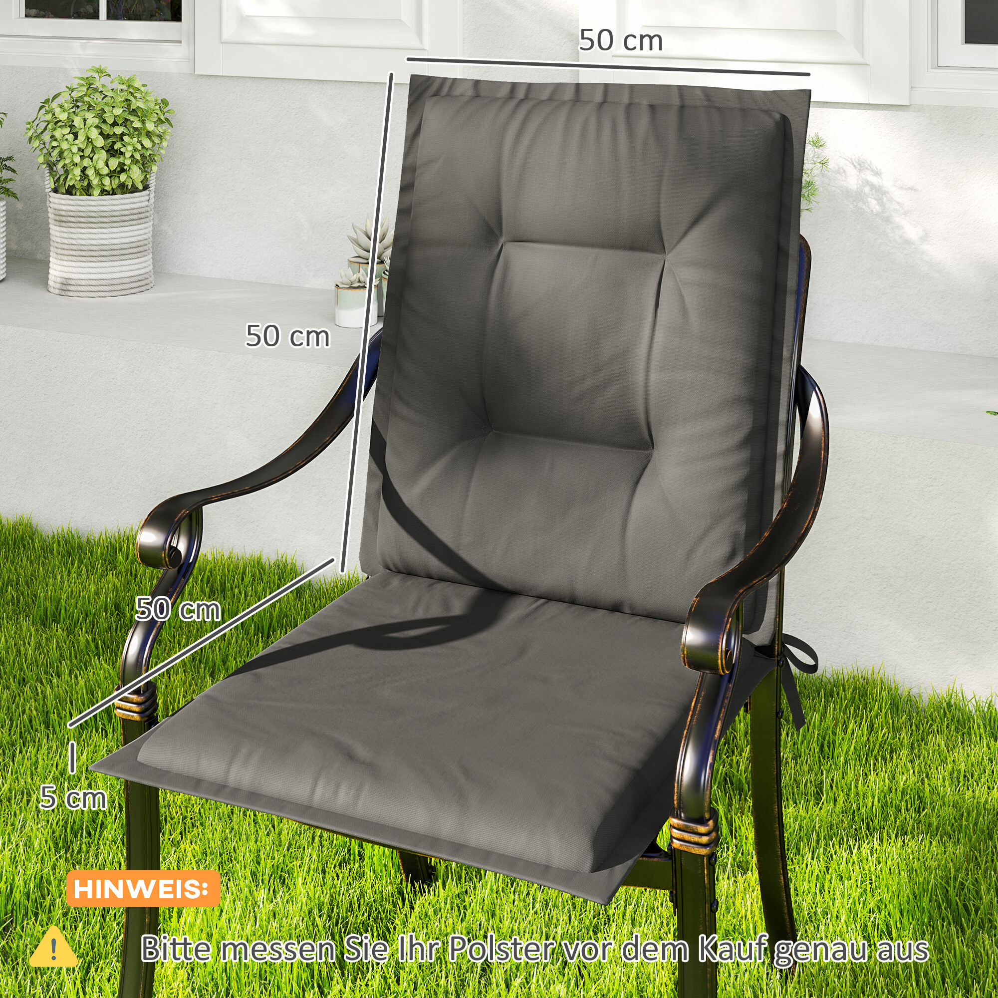 Outsunny Sitzkissen 4er Set hellgrau Polyester B/H/L: ca. 50x5x108 cm