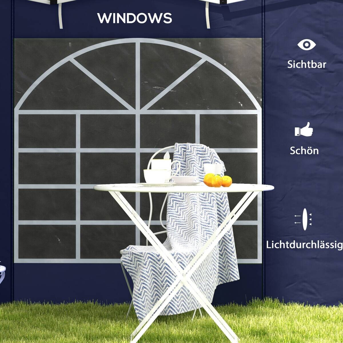 Outsunny Pavillon-Seitenwände blau Polyester H/L: ca. 195x295 cm