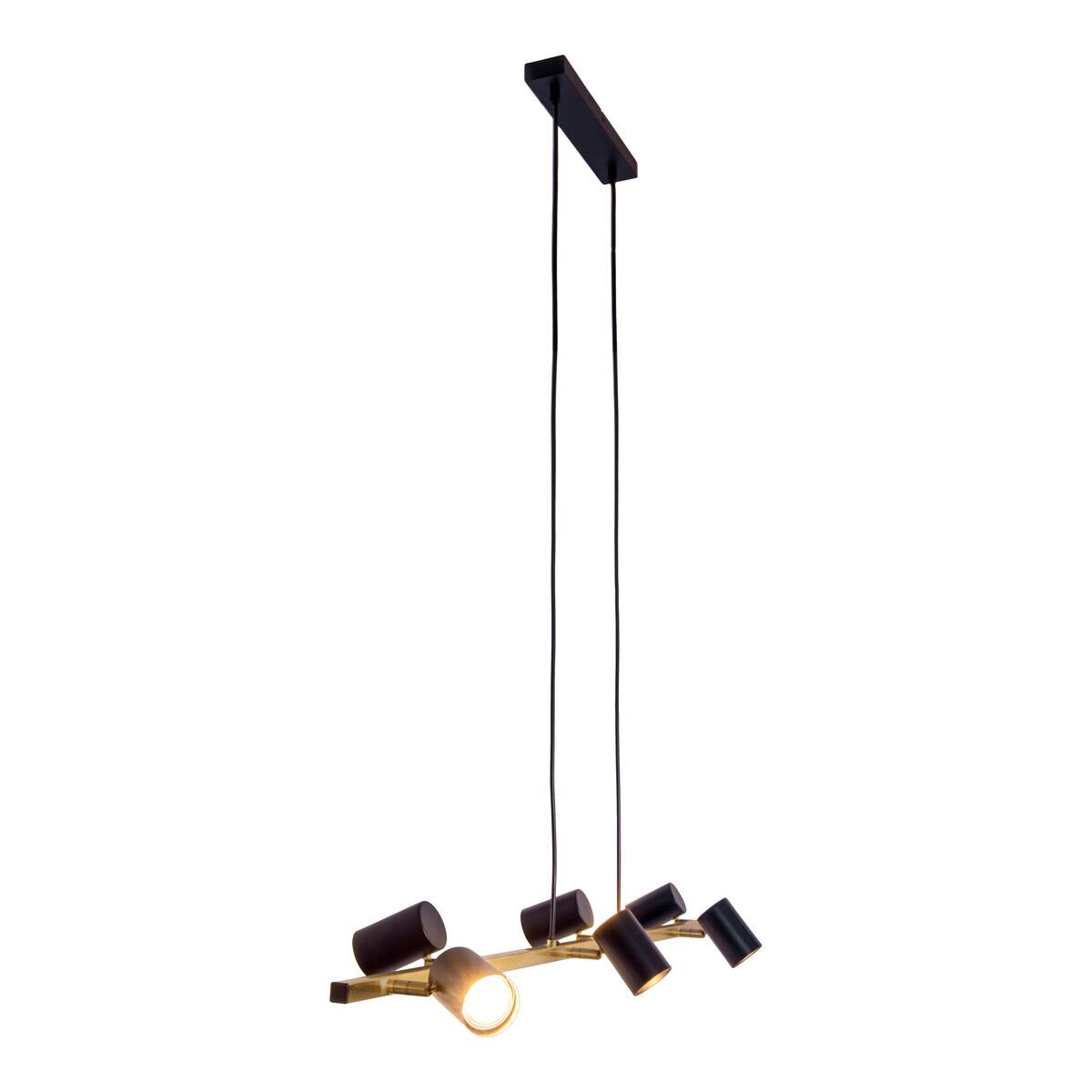 Näve Leuchten Pendelleuchte 7094822 schwarz Holz Metall B/H/T: ca. 23x120x115 cm GU10 6 Brennstellen