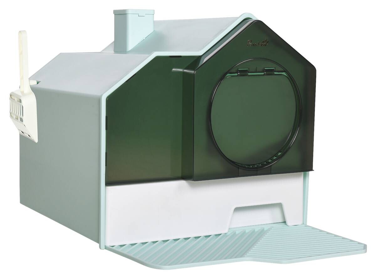 PawHut Katzen-Zubehör hellblau Edelstahl B/H/L: ca. 45x47x42 cm