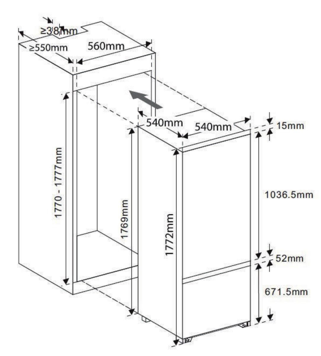 Mican Einbaukühl-/Gefrierkombination EKHBMFSSE weiß B/H/T: ca. 54x177,2x54 cm