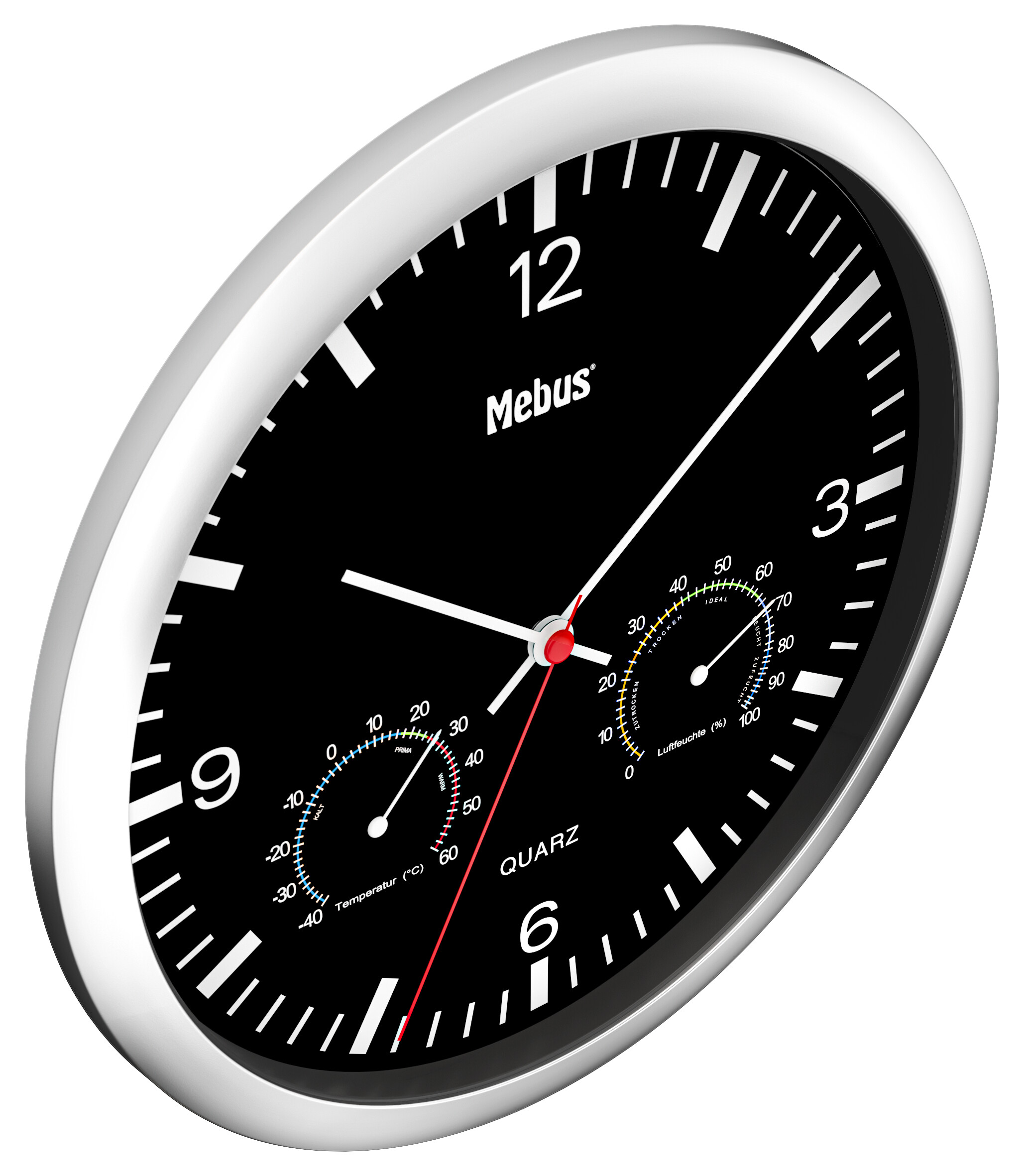 Mebus Wanduhr schwarz D: ca. 25 cm