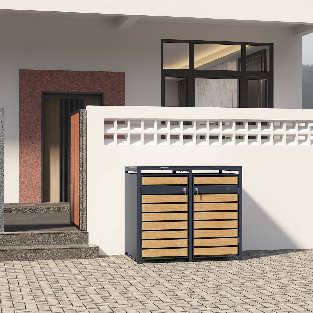 AXI Outdoor Living Mülltonnenbox Lucas braun B/H/L: ca. 80x116x132 cm